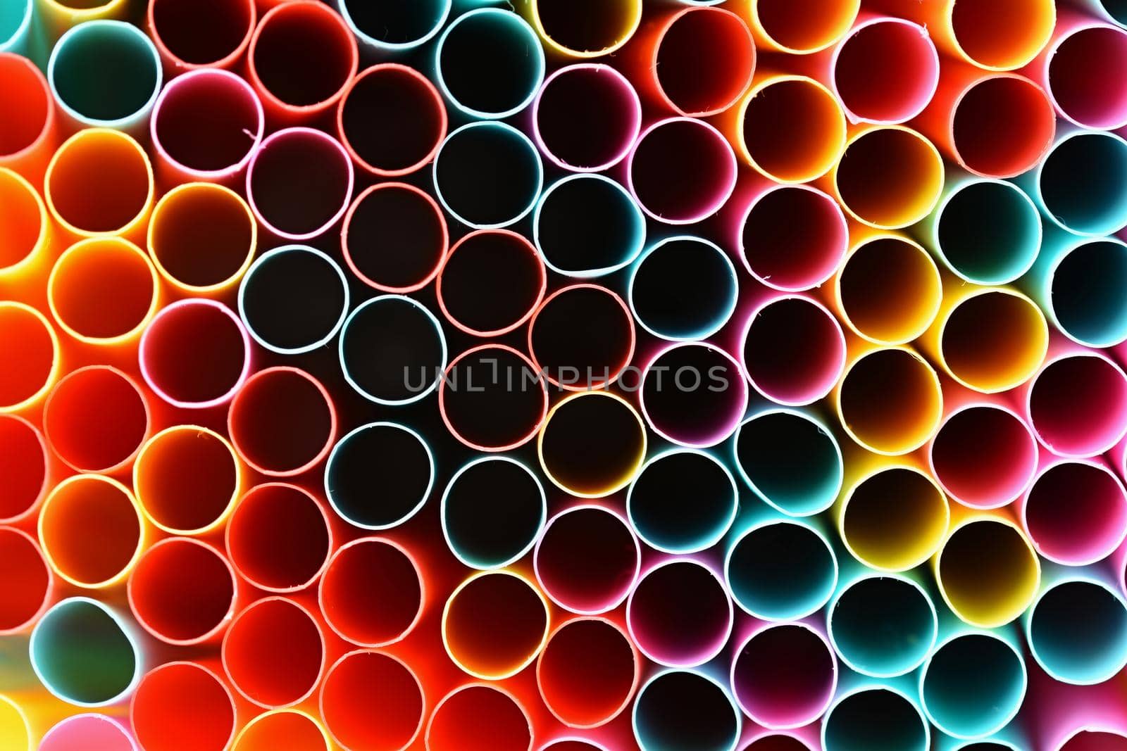 Straws. Macro abstract image with beautiful multi-colored background.