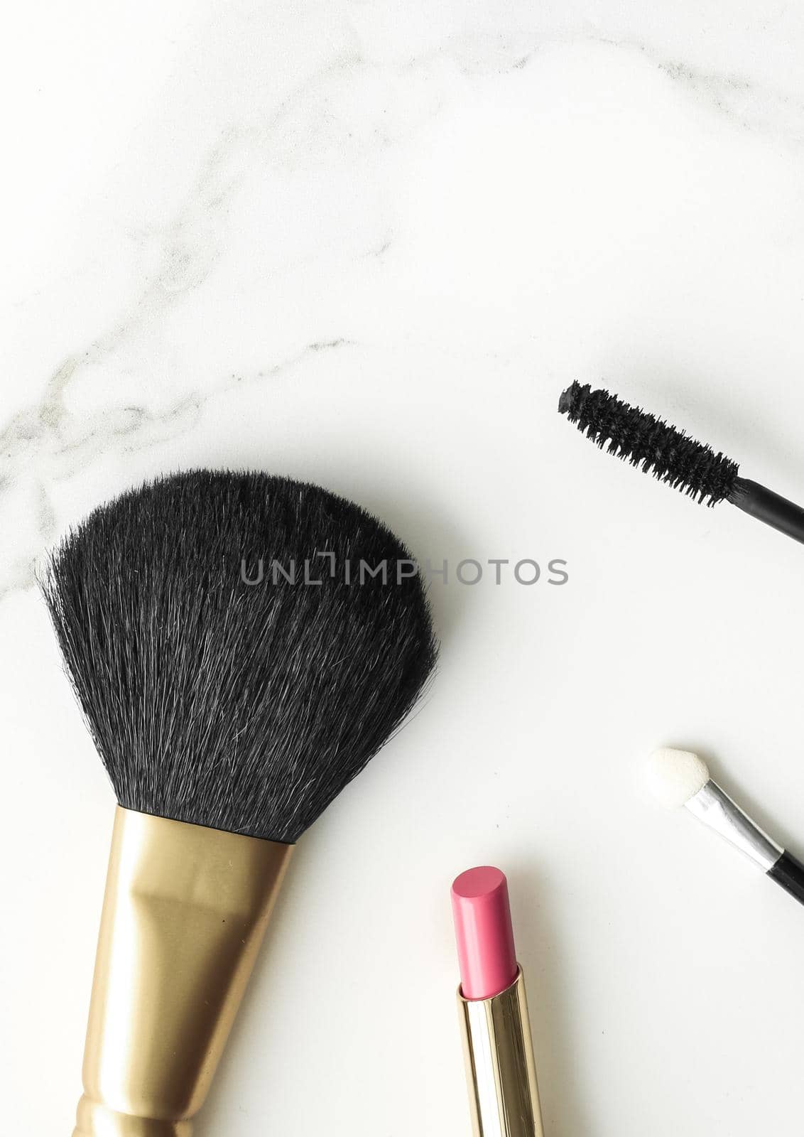 Make-up and cosmetics products on marble, flatlay background - modern feminine lifestyle, beauty blog and fashion inspiration concept