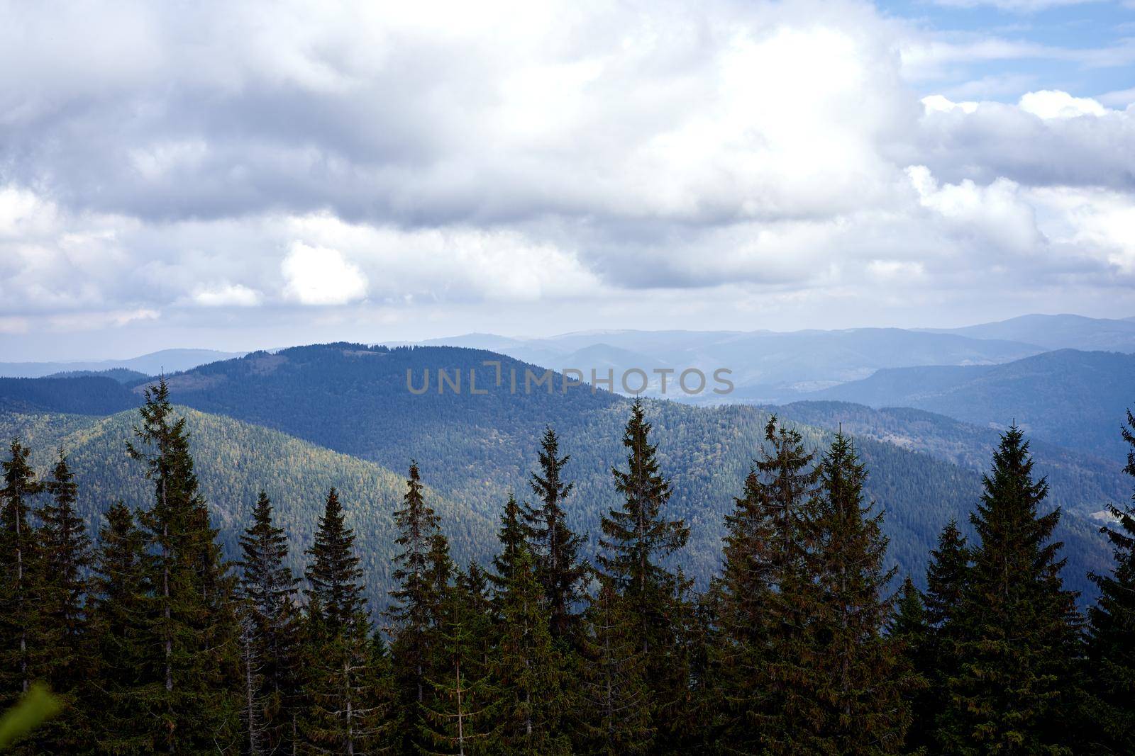 mountain landscape with cloud sky Carpathian Ukraine by andreonegin