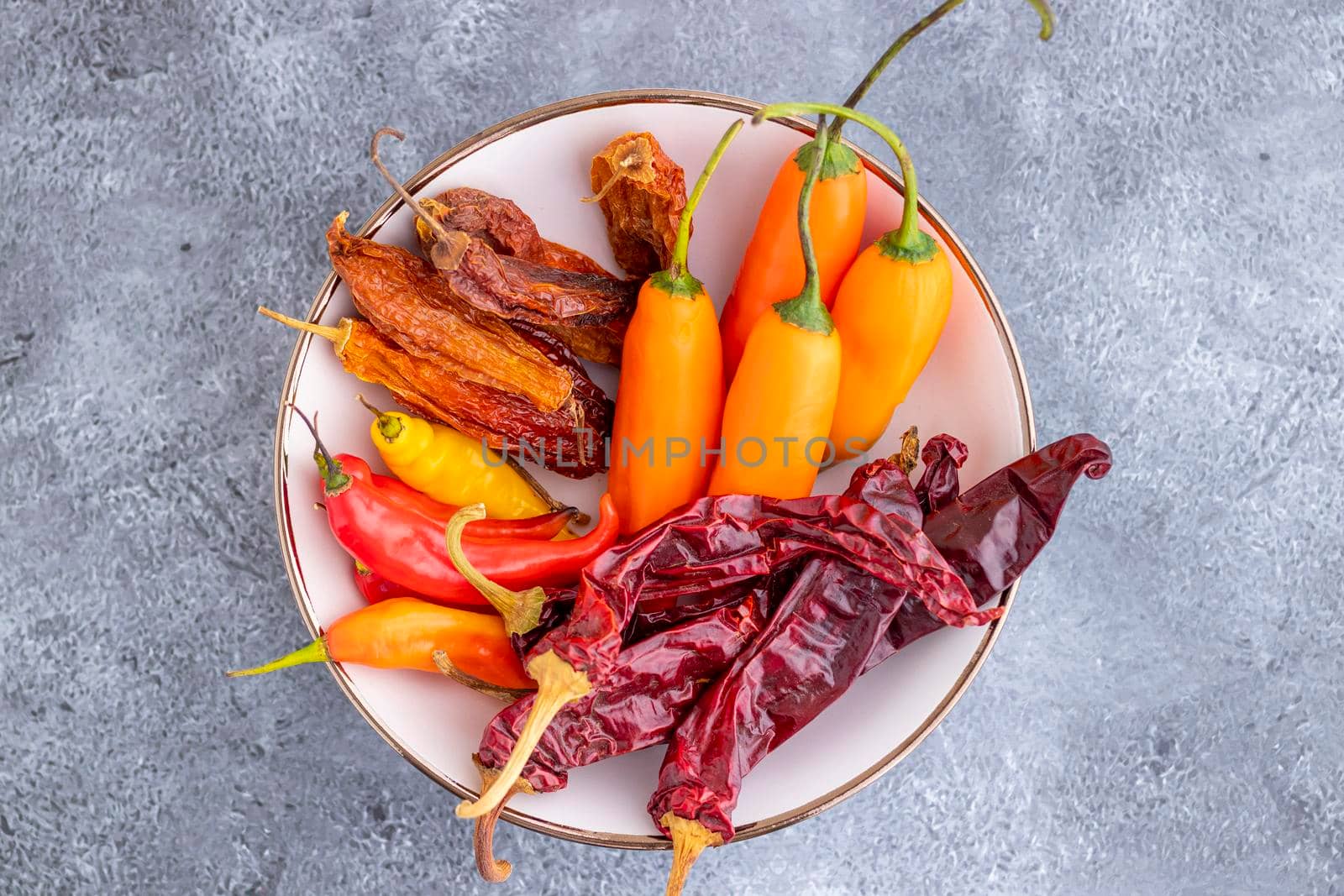 View of several Peruvian peppers, such as yellow pepper, limo pepper and paprika by eagg13