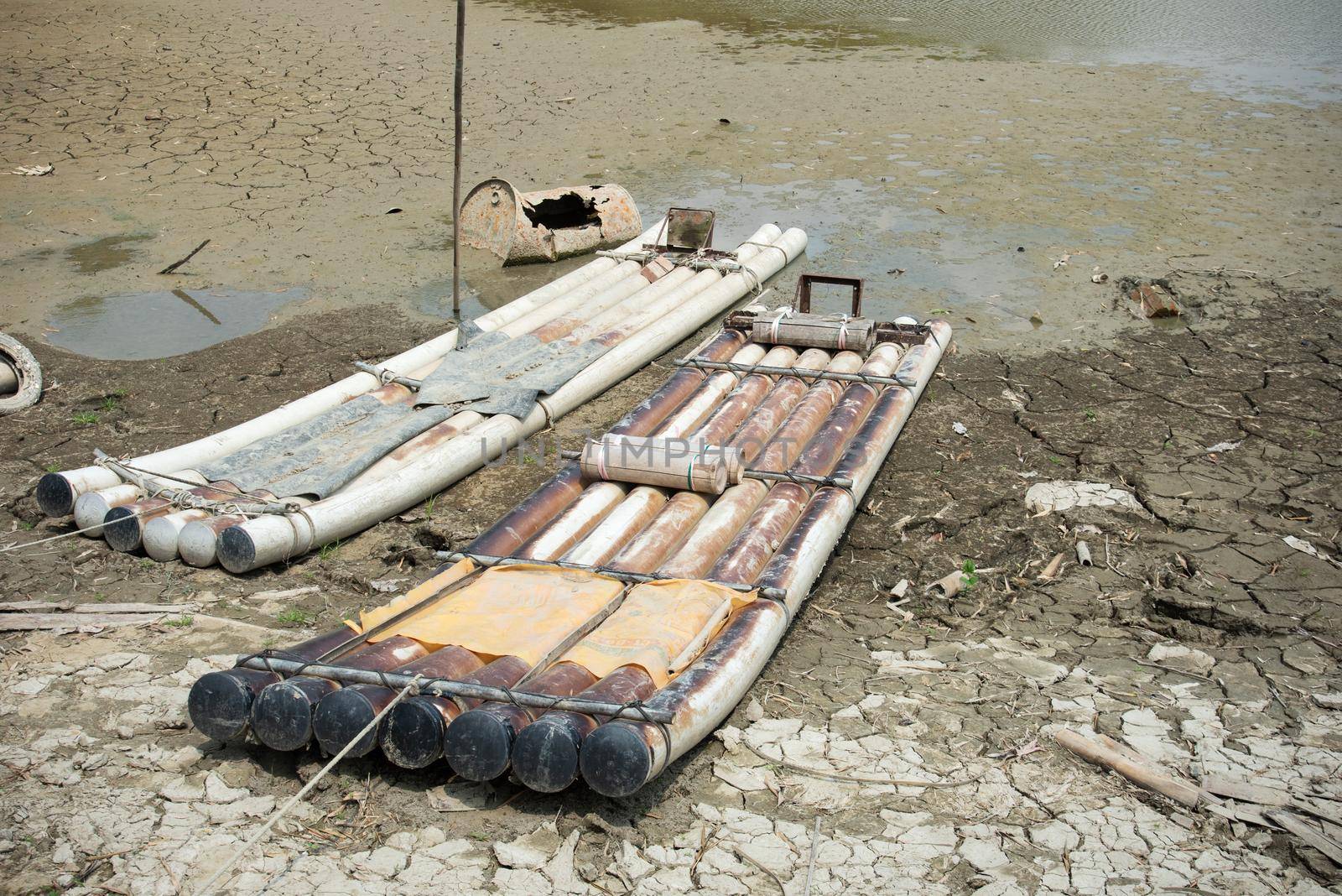 Drought lake and land in Guantian, Tainan, Taiwan named The Lake of Dreams Water shortage concept.