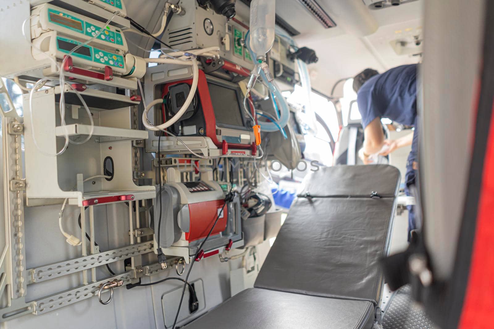 A medical device installed inside a medical helicopter. Used for emergency evacuation by sandyman