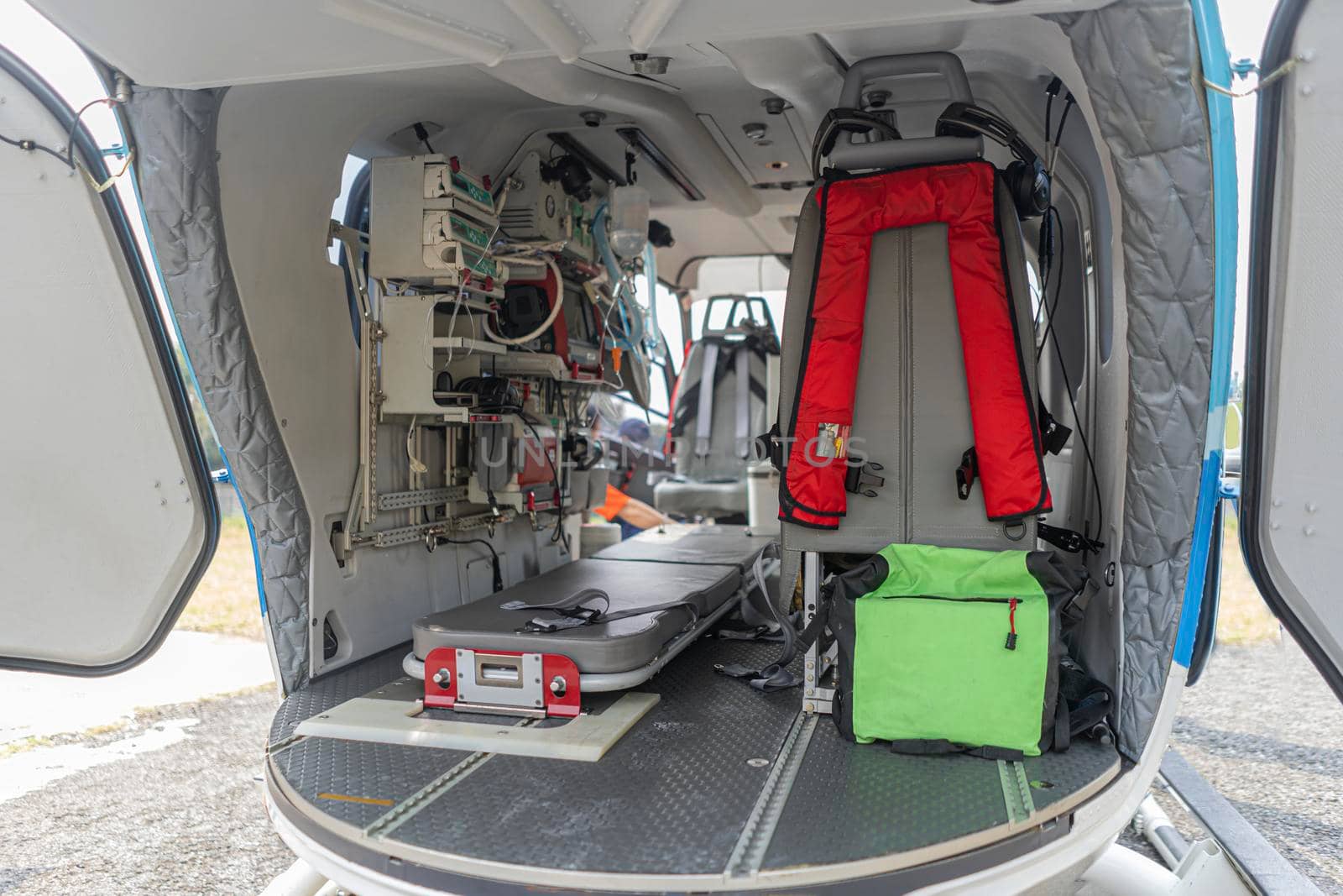 A medical device installed inside a medical helicopter. Used for emergency evacuation by sandyman