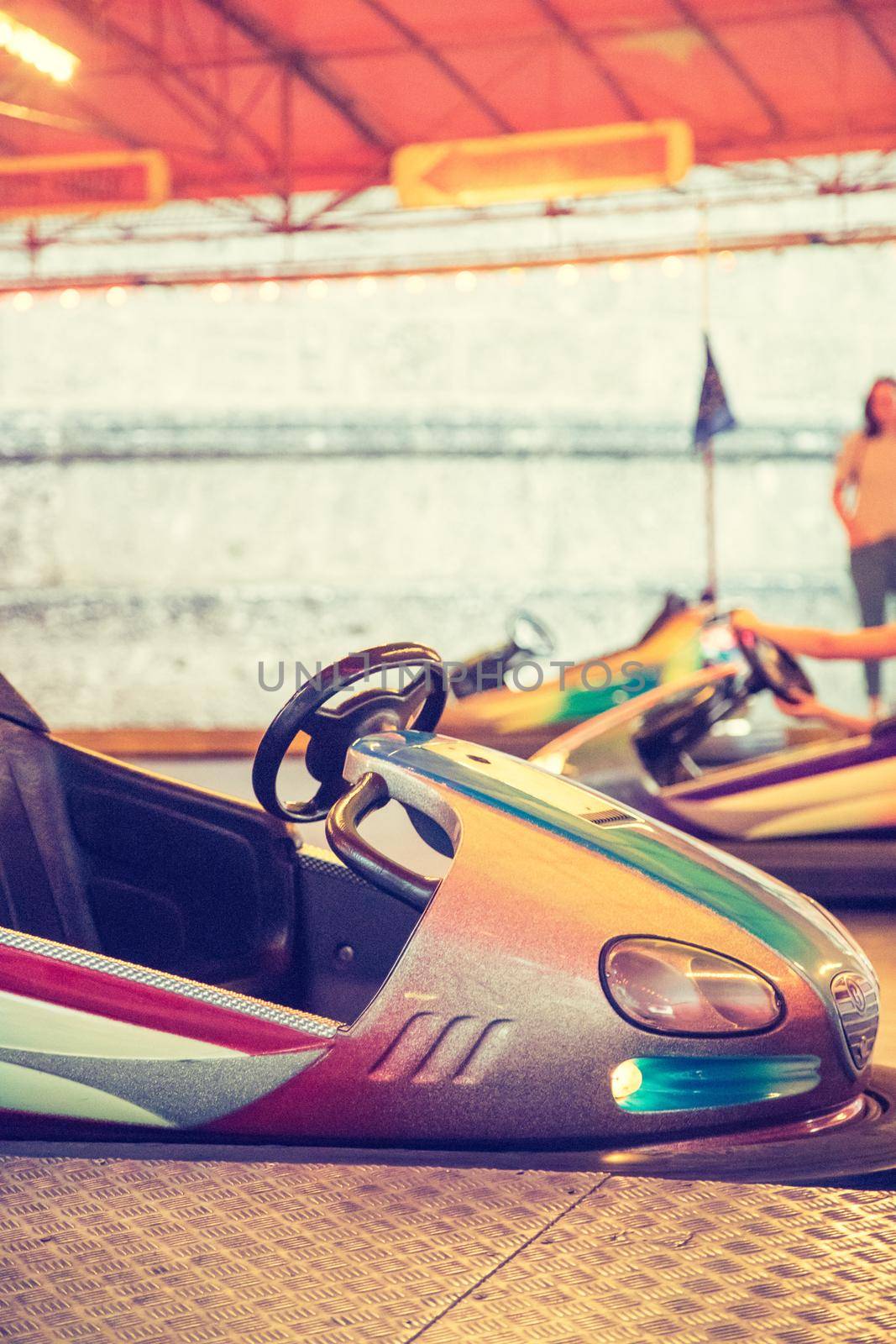 Colorful electric bumper car in autodrom, Oktoberfest