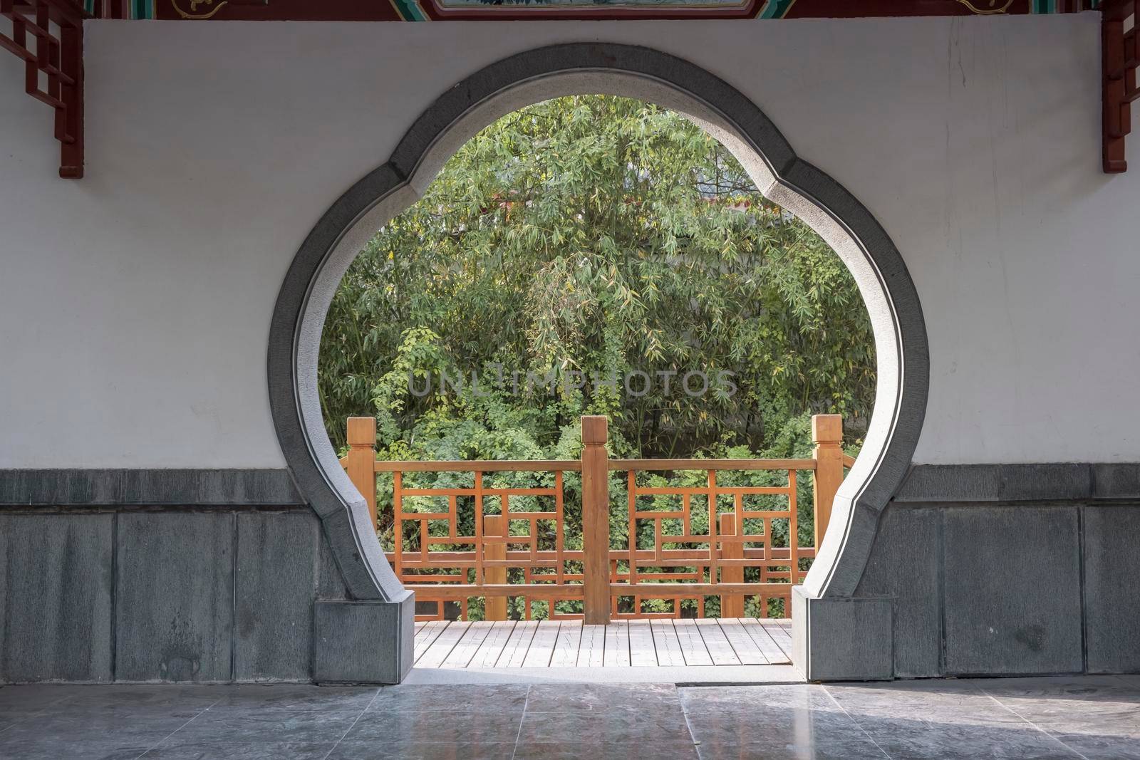 scenic shape entrance to Chinese garden