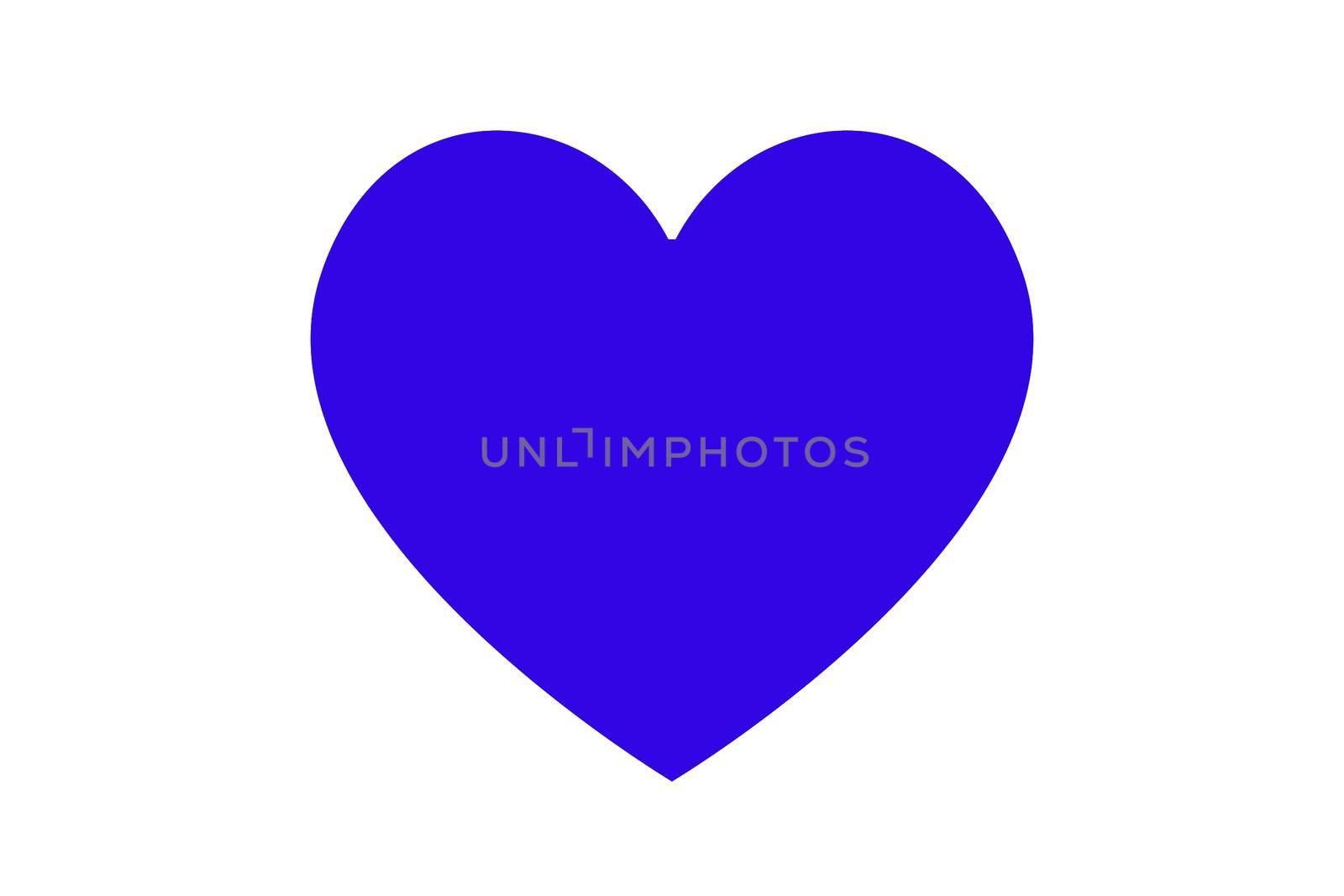 Blue heart illustration over white. Love symbol icon. Valentine's Day. Wedding.