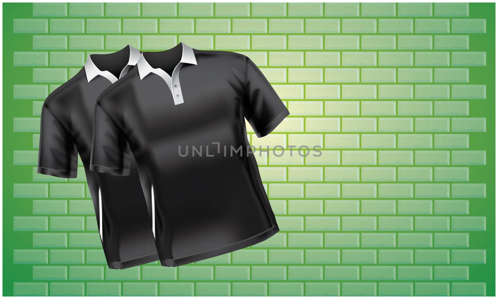 Mock up of pair of T shirts on abstract green background by aanavcreationsplus