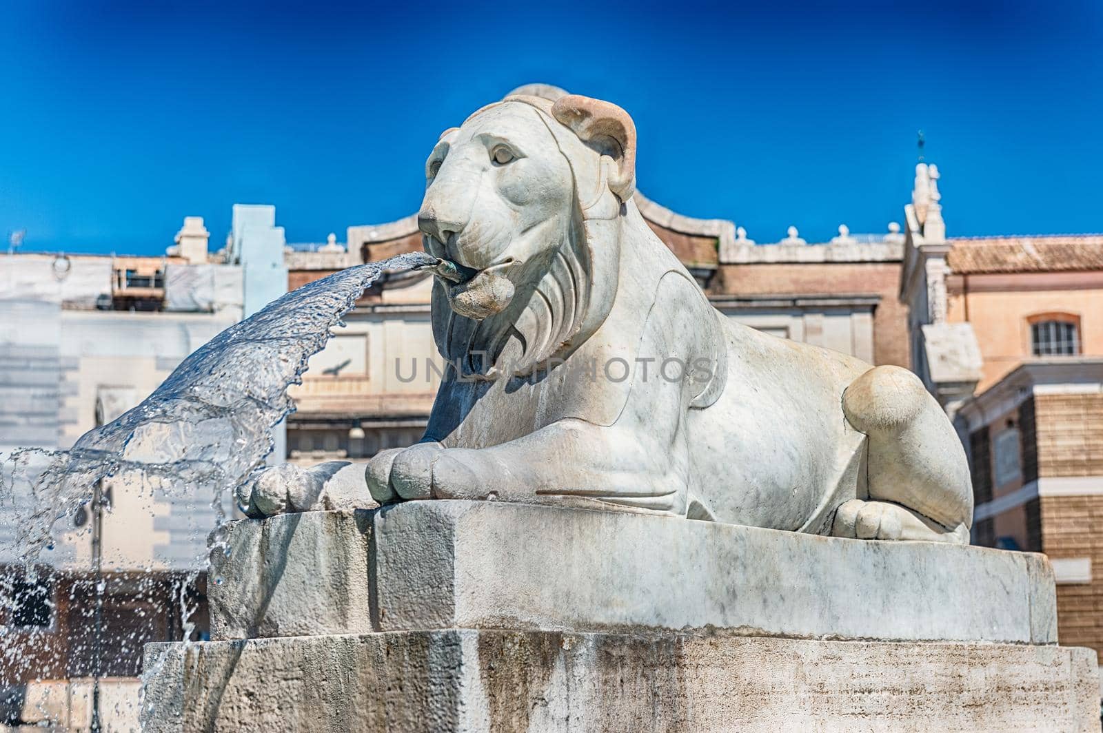 Statue in the iconic Piazza del Popolo, one of the main squares and landmarks in Rome, Italy