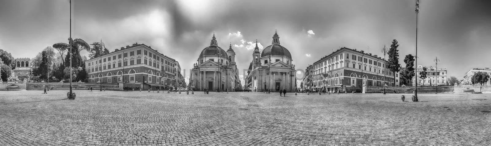 View of the twin churches, Piazza del Popolo, Rome, Italy by marcorubino