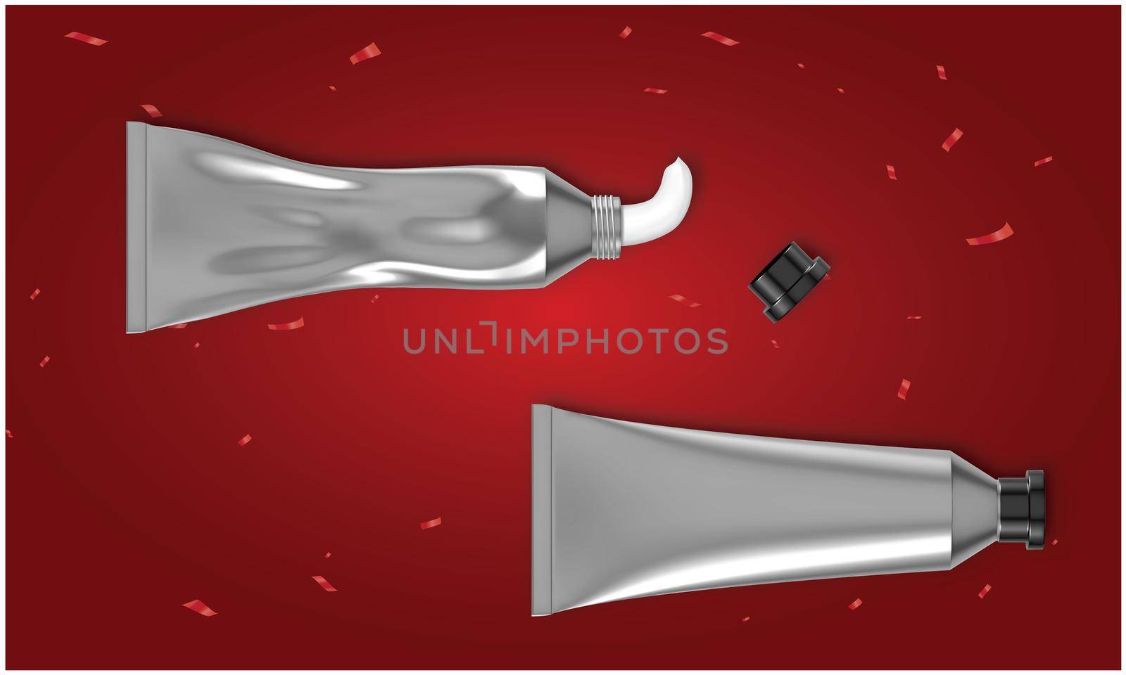 mock up illustration of toothpaste tube on abstract red background