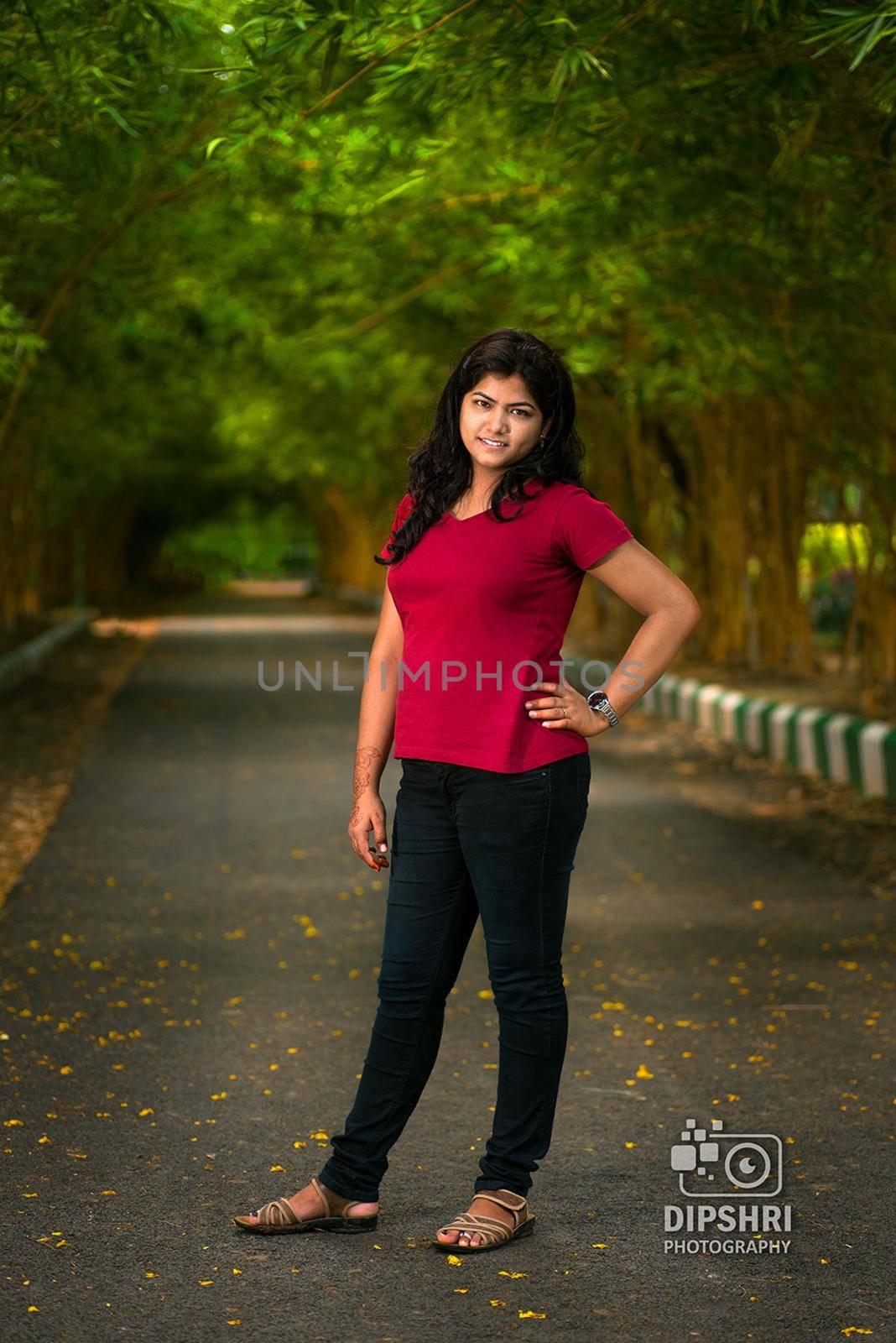 Portrait of beautiful Young girl outdoors in park.