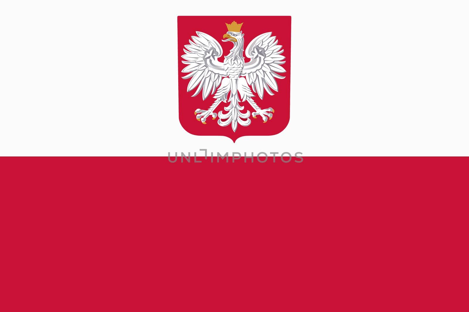 A Poland flag background illustration red white stripe coat of arms