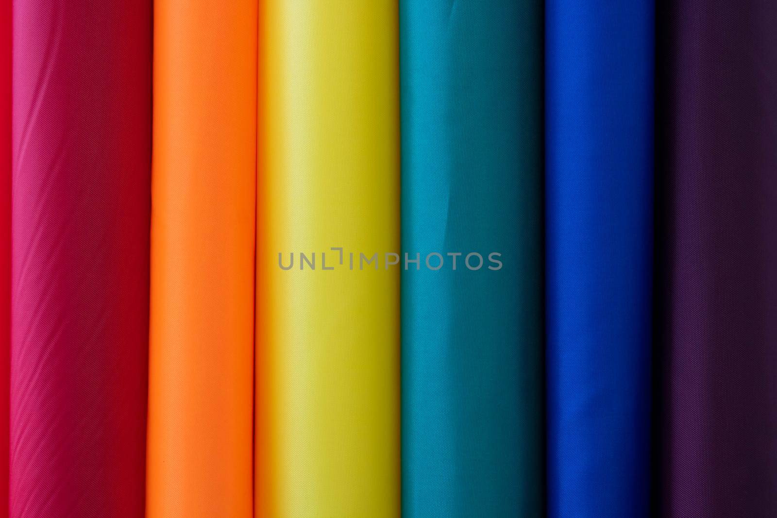 Rainbow background of fabric rolls.The LGBT concept.