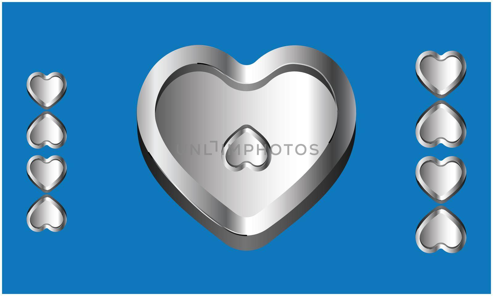 various heart shapes on abstract blue Background