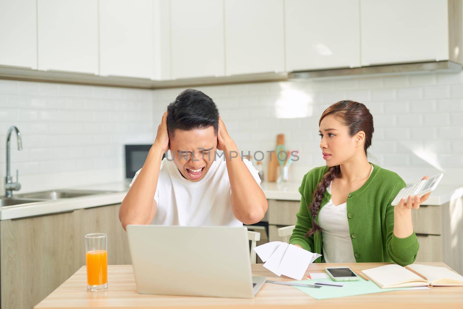 family having quarrel about money problem at home