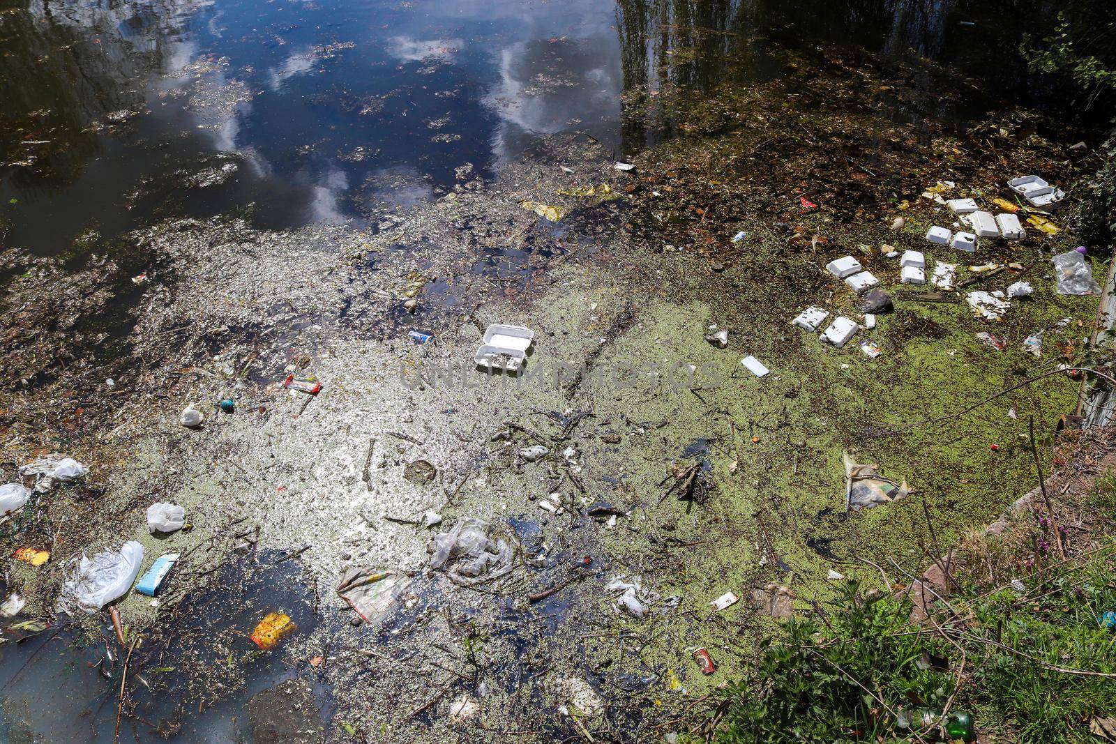 Environmental pollution found at a lake where people dumped their rubbish. by MP_foto71