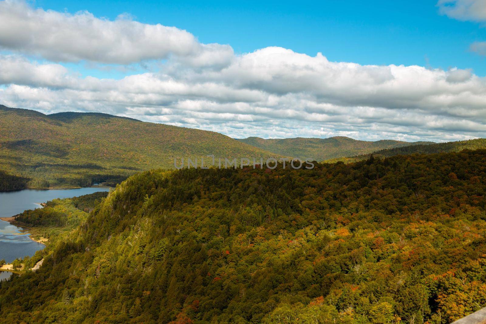 Panoramic view of Mount Tremblant Park and Lake Monroe. High quality photo