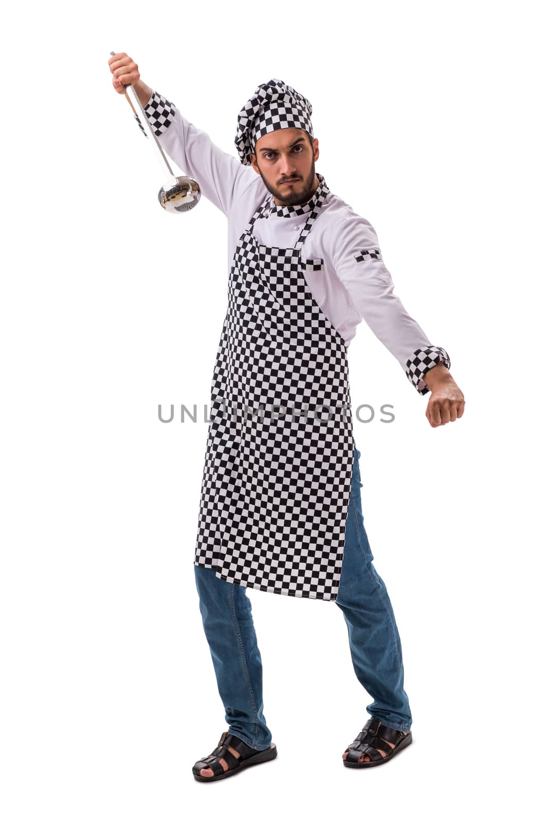 Male cook isolated on the white background