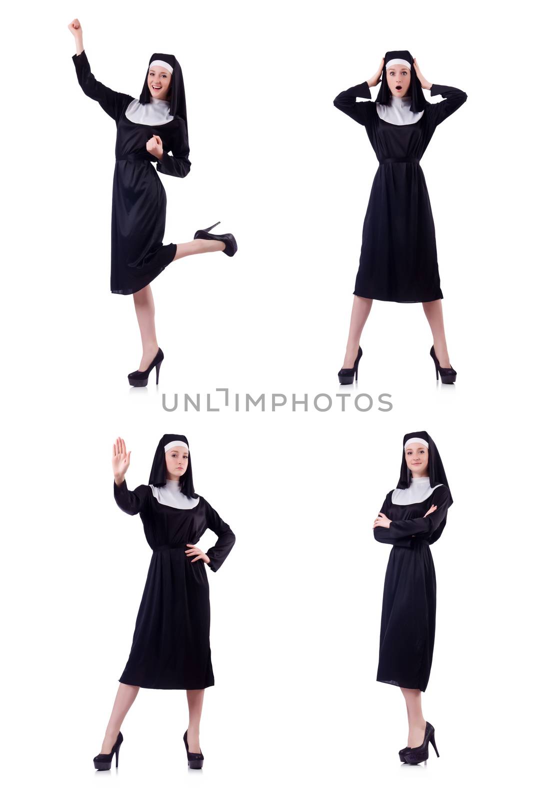 Nun isolated on the white background