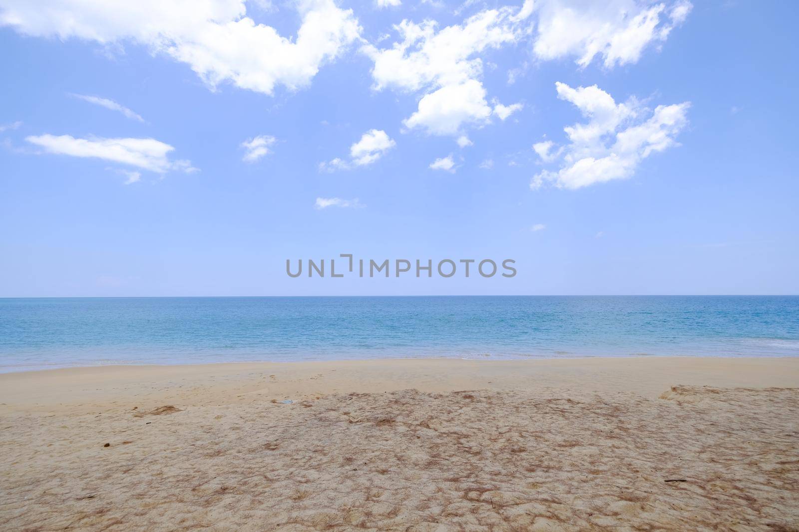 Landscapes View The atmosphere is beautiful Sand and sea and the color of the sky, The beach phuket of Thailand.