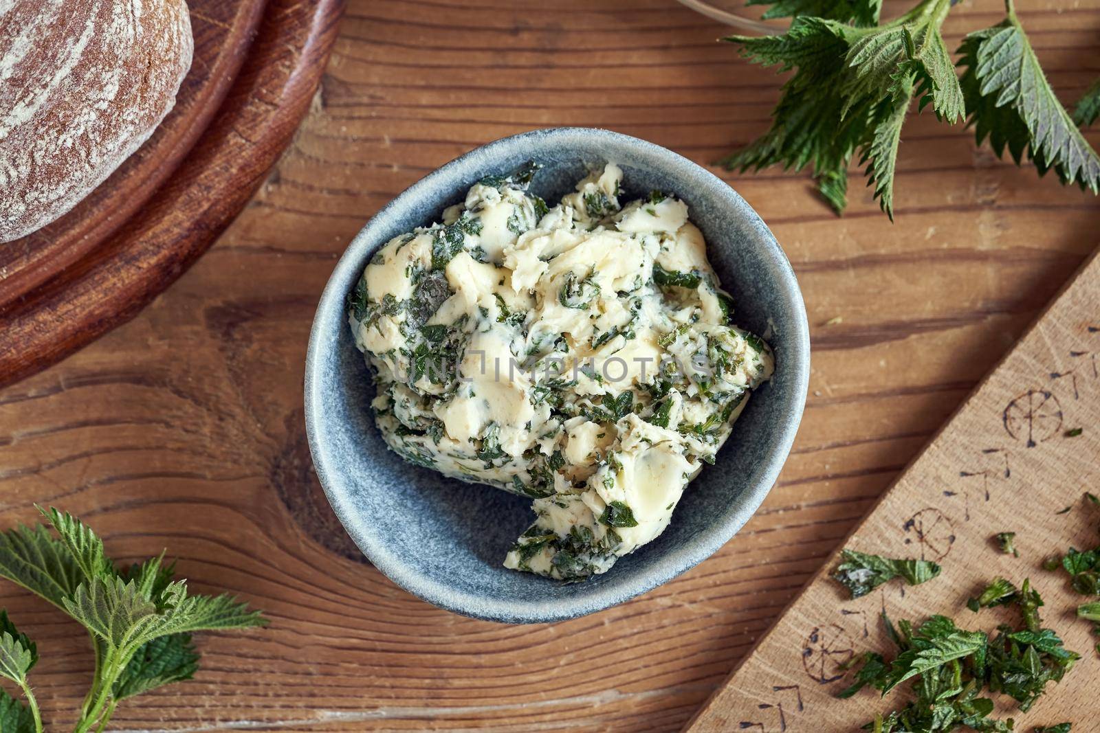 Bread spread made from butter and young nettles in spring by madeleine_steinbach