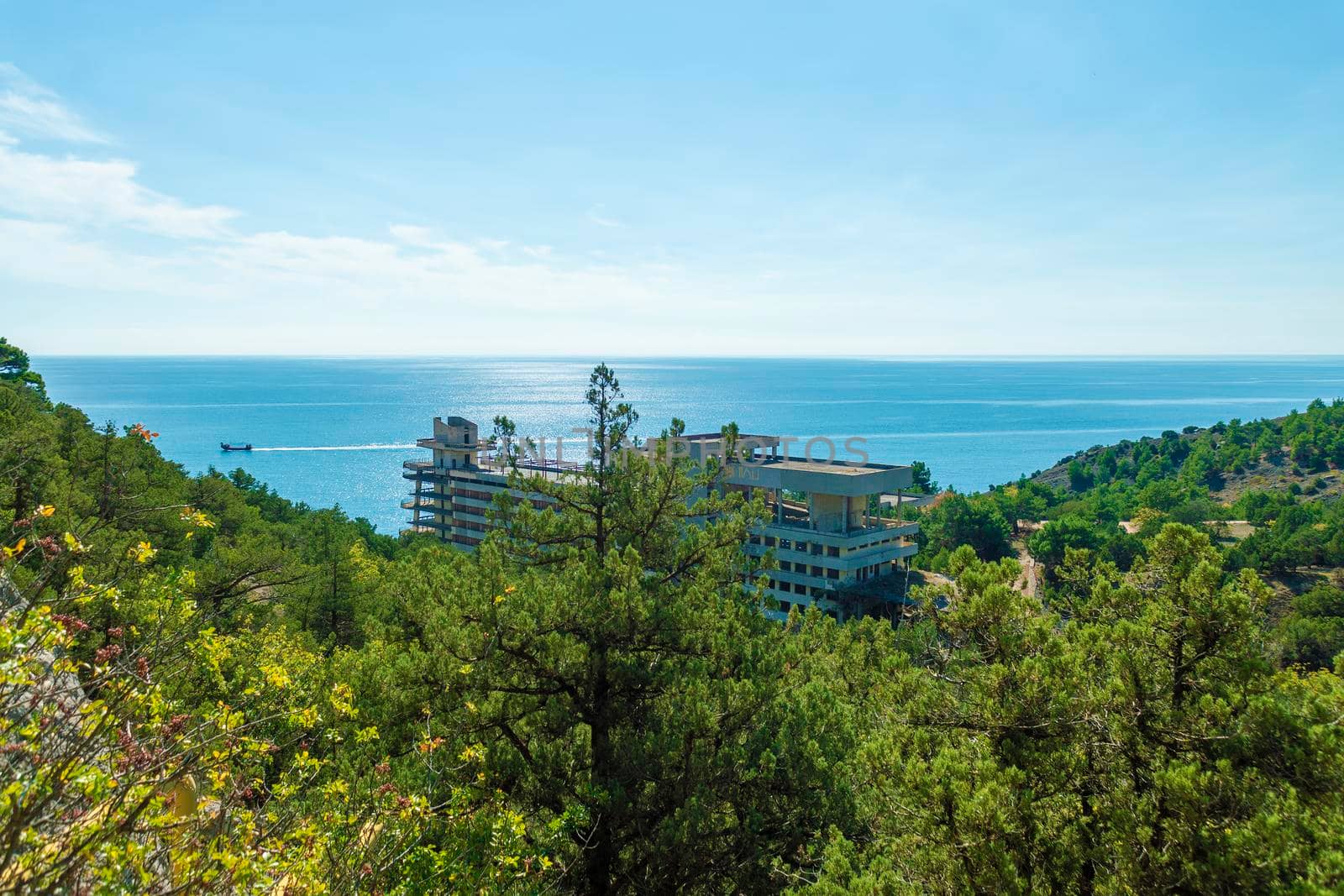 Abandoned hotel and black sea views. Crimea, Sudak - 10 October 2020. by Essffes