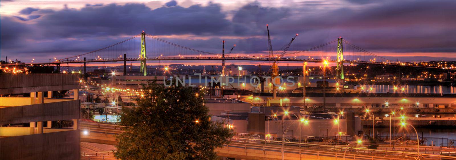 Halifax MacDonald bridge at night  by rustycanuck