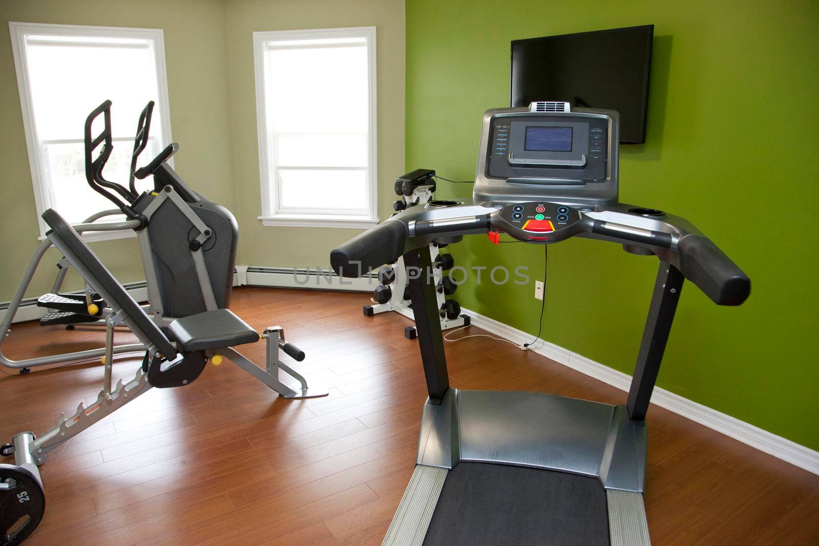 Home treadmill, elliptical and television