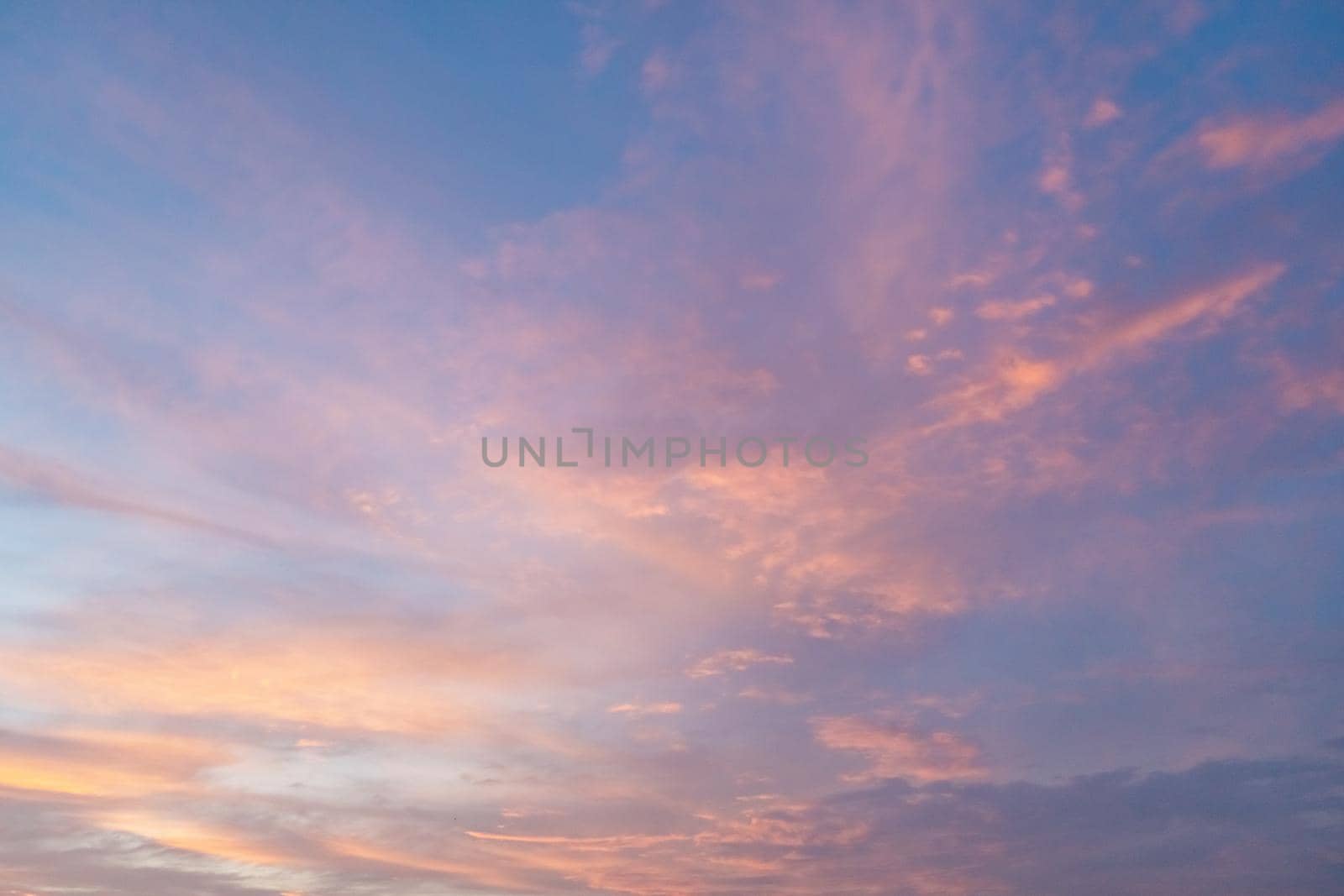 Copy space summer twilight sky and cloud with light flare from sun abstract background.
