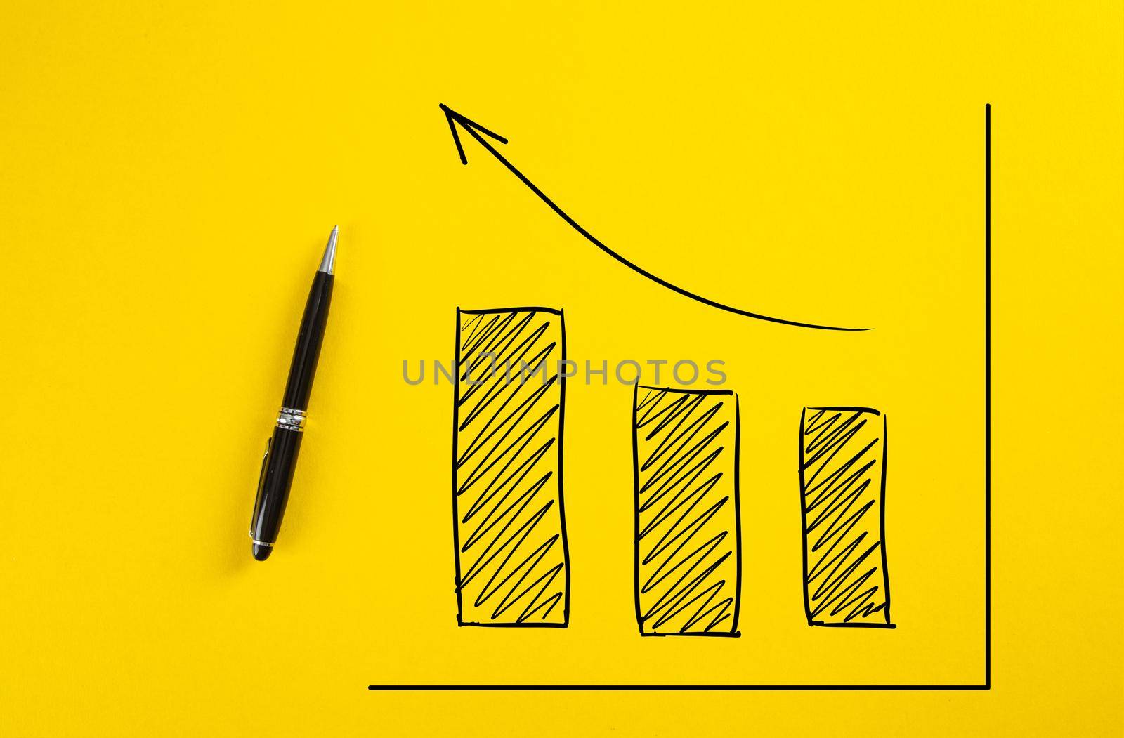 Statistical hand drawn financial graph predicting an economic financial growth or improvement by tehcheesiong