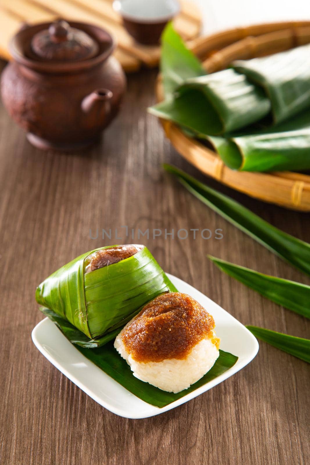 Kuih Pulut inti, traditional Malaysian Nyonya sweet dessert. It is made of steamed glutinous rice with coconut milk.