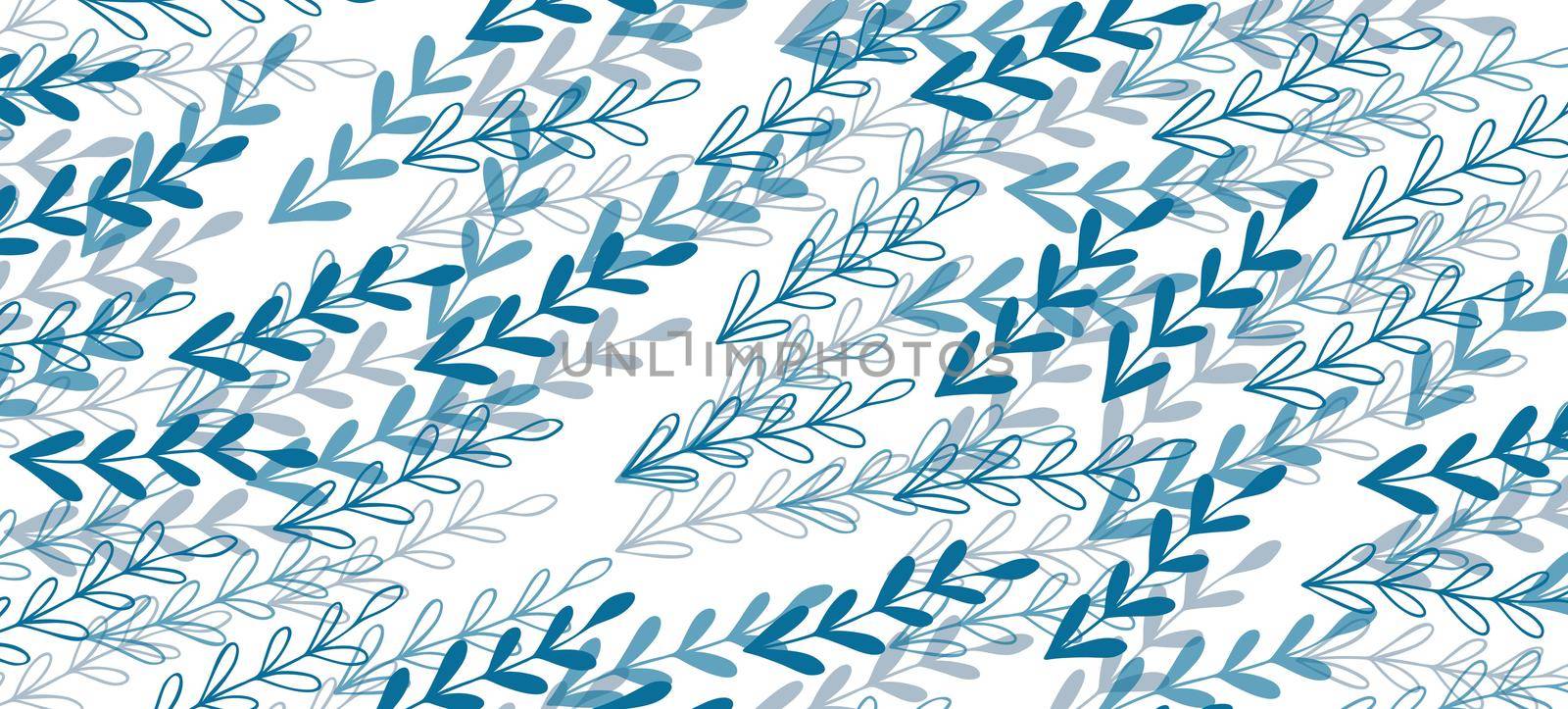 Floral web banner with drawn color exotic leaves. Nature concept design. Modern floral compositions with summer branches. Vector illustration on the theme of ecology, natura, environment by allaku