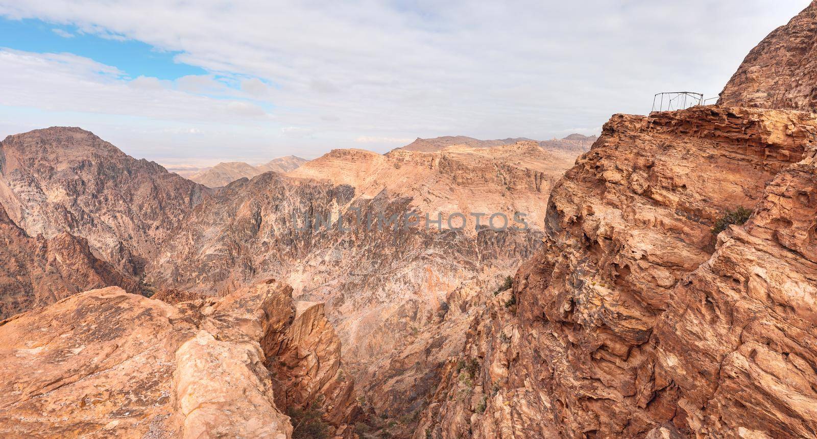 View to rocky landscape from viewpoint near Ad Deir The Monastery in Petra, Jordan by Ivanko