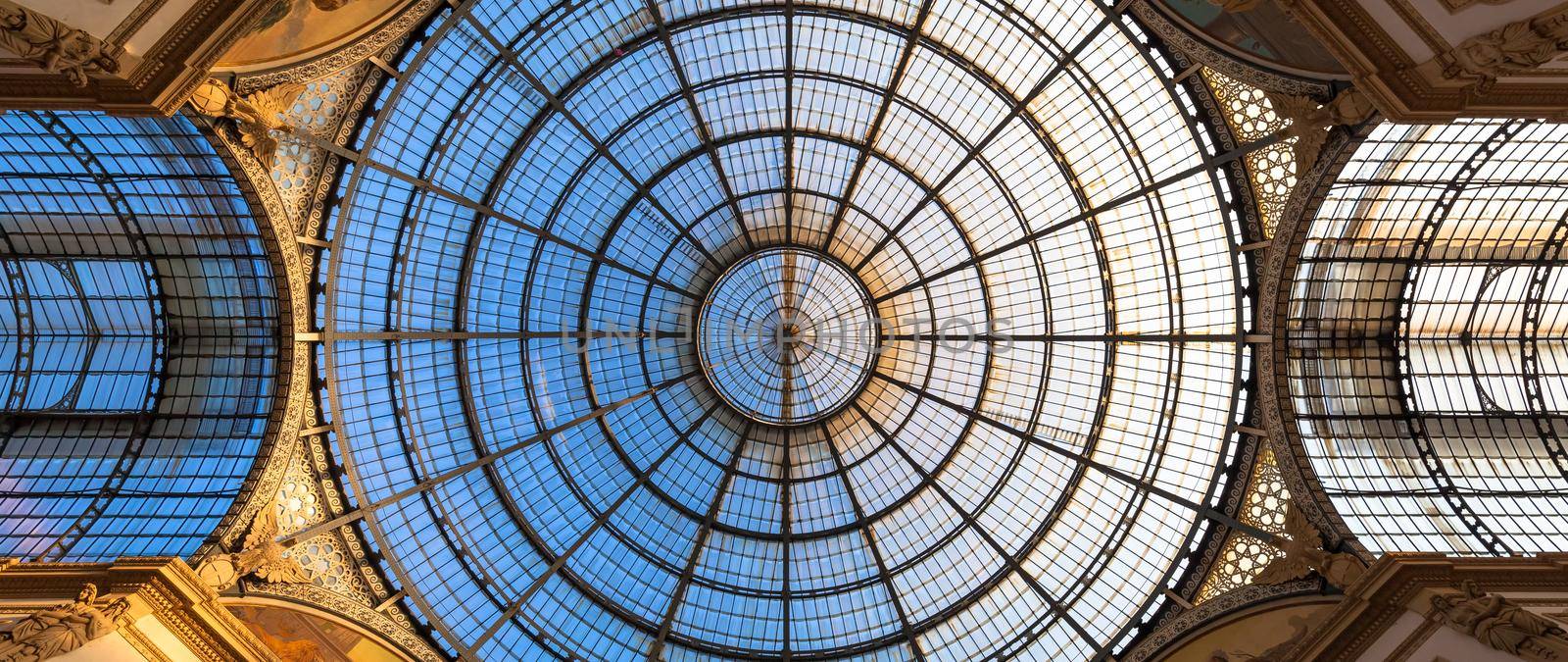 Architecture in Milan fashion Gallery, Italy. Dome roof architectural detail. by Perseomedusa