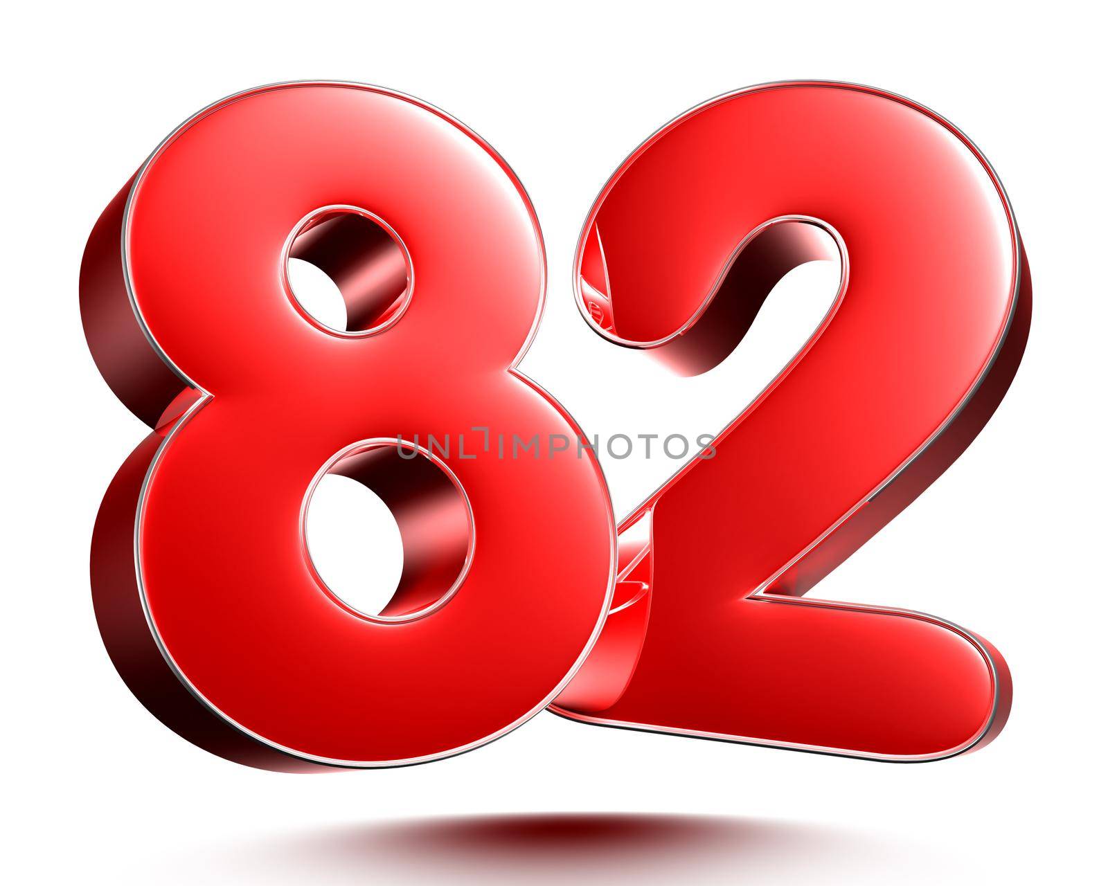Red numbers 82 on white background 3D rendering with clipping path. by thitimontoyai