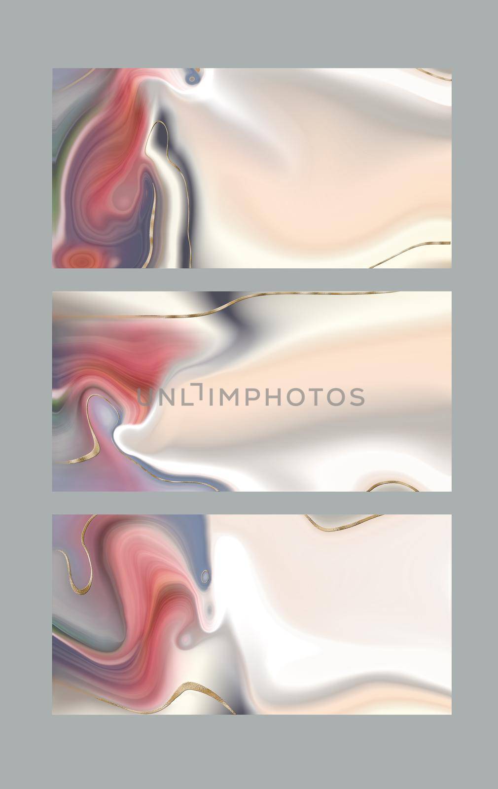 Pastel fluid marble agate pattern, gold texture, abstract background. Set of different designs. Modern colourful trendy background. Wave colour Liquid shape. Abstract design. 3D Illustration