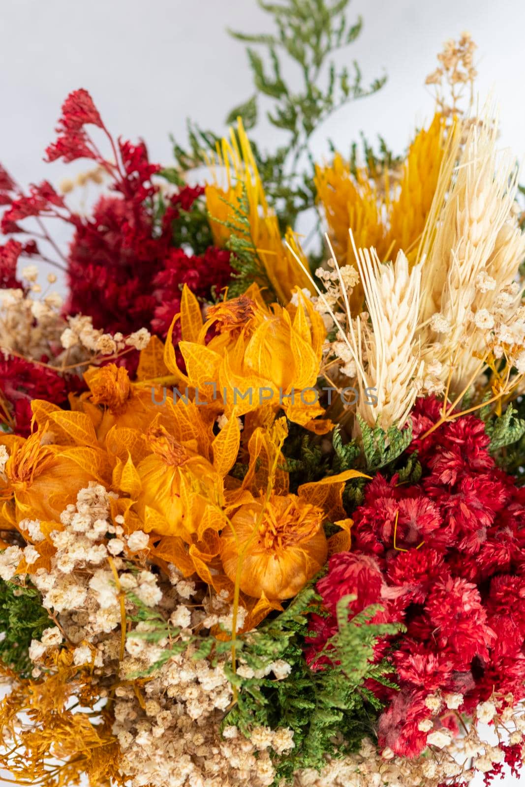 Bouquet of colorful dried flowers