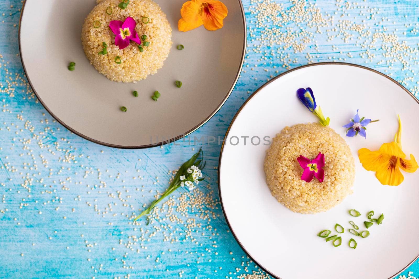 Quinoa plate presentation decorated with edible flowers by eagg13