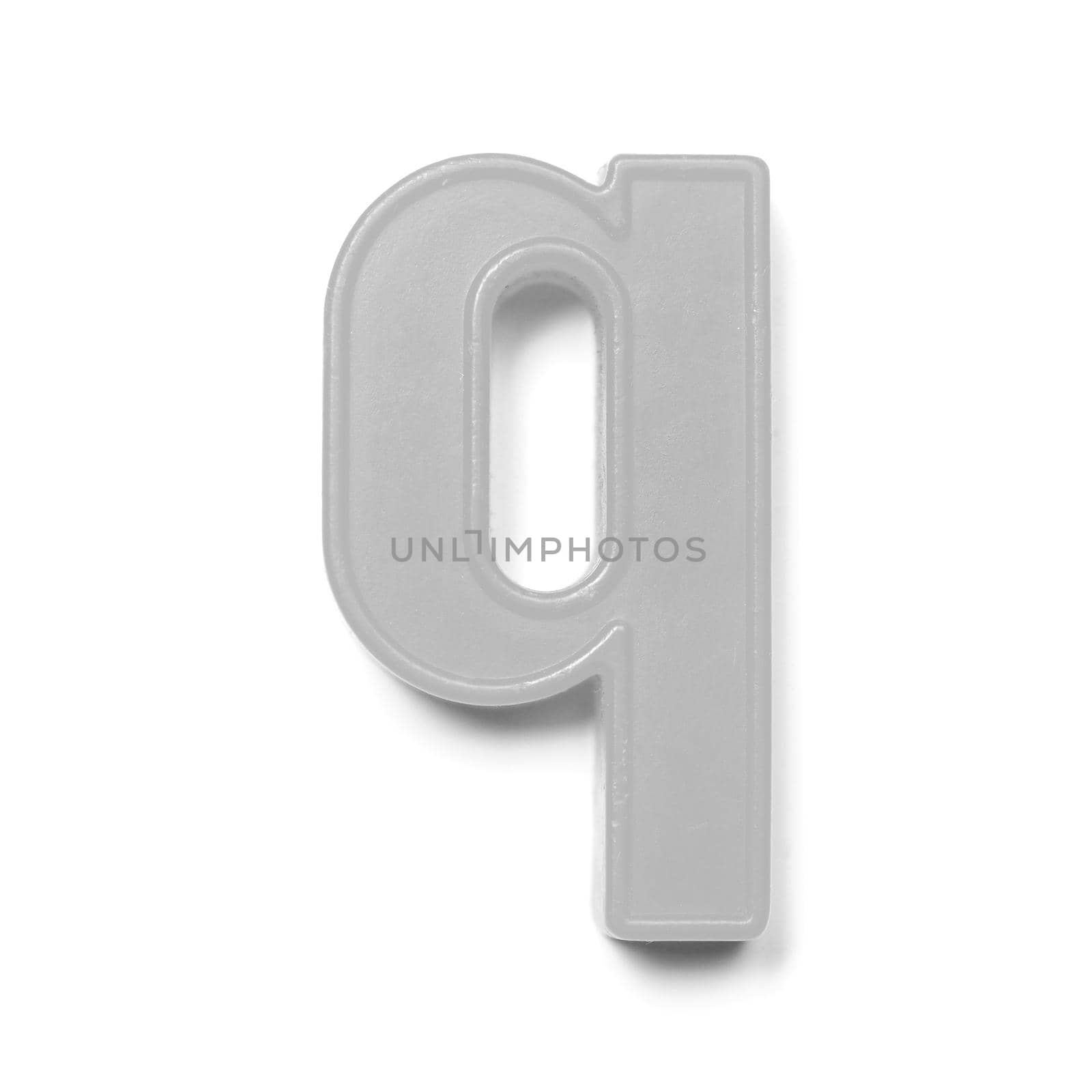 Magnetic lowercase letter Q in black and white by claudiodivizia