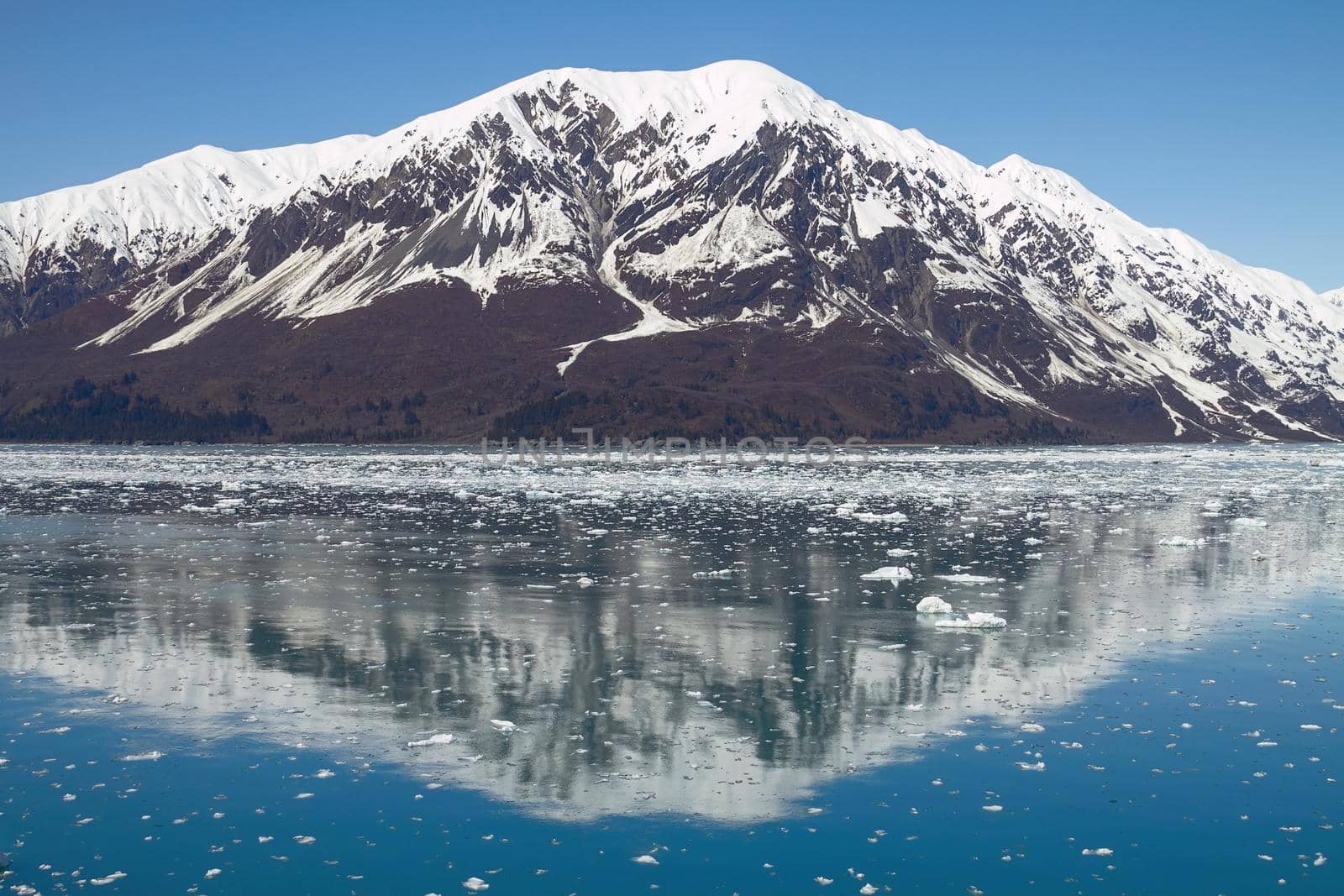 Reflection of Mountain Close to Hubbard Glacier in Alaska.
