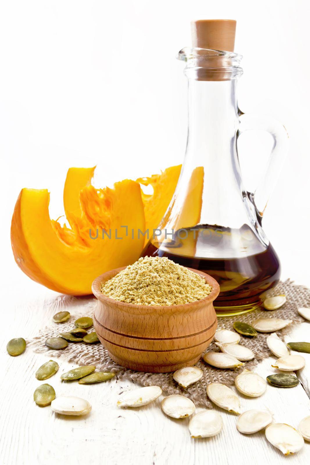 Flour pumpkin in bowl on table by rezkrr