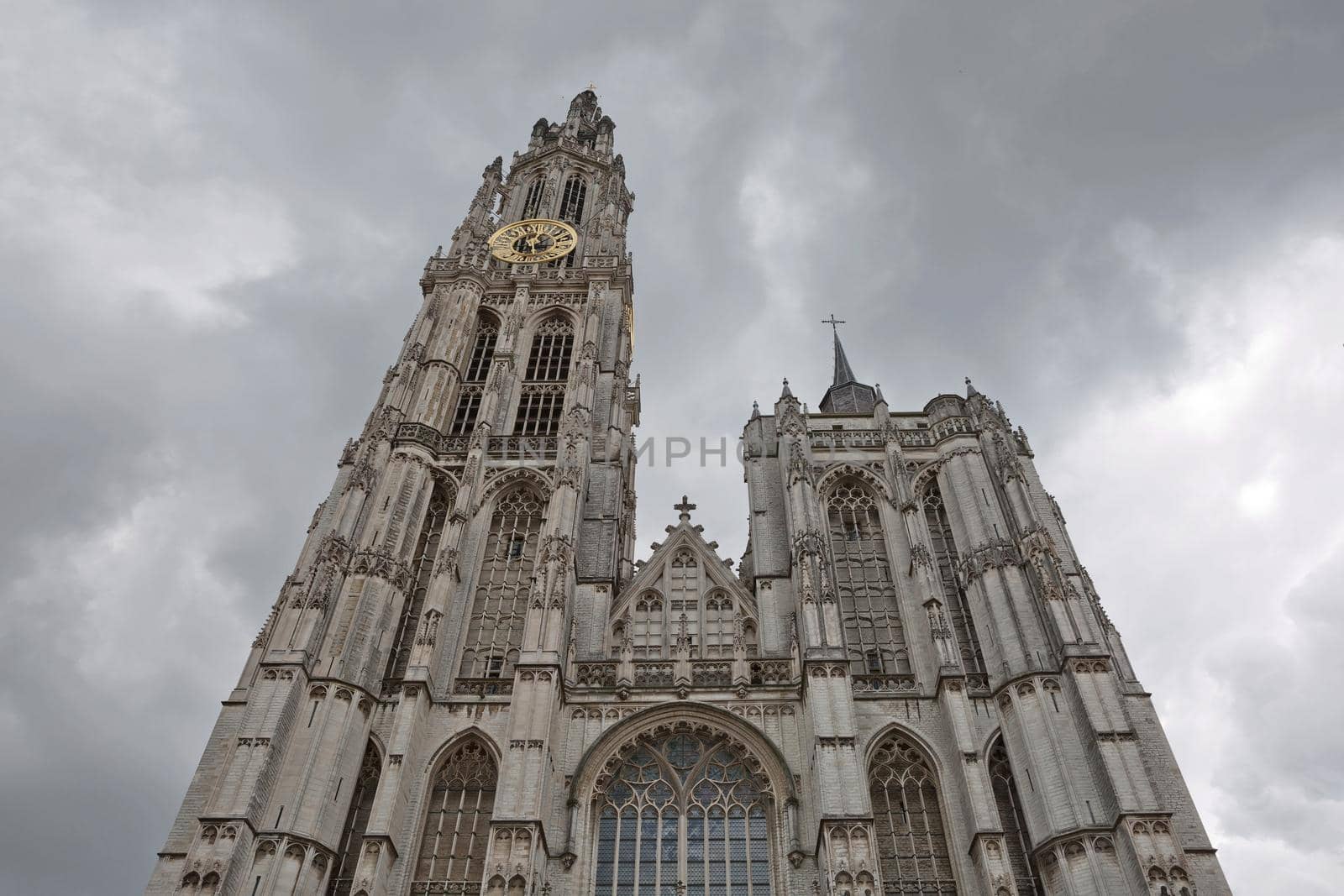 View of a cathedral of our lady in Antwerp Belgium.