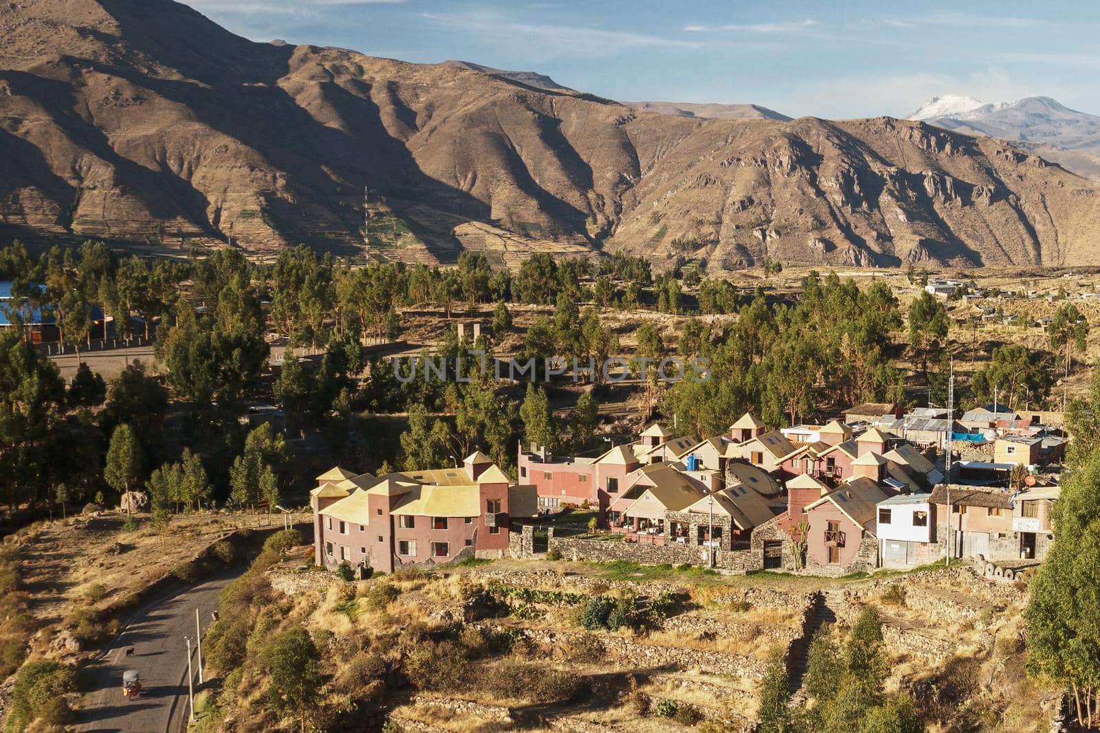 View of Chivay town in Peru.