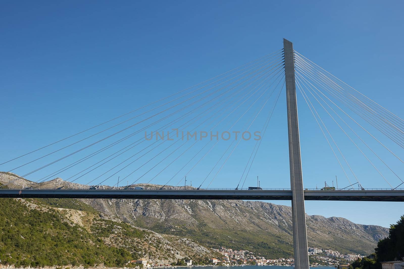 Modern Franzo Tudjman's cable-stayed bridge in Dubrovnik, Croatia.