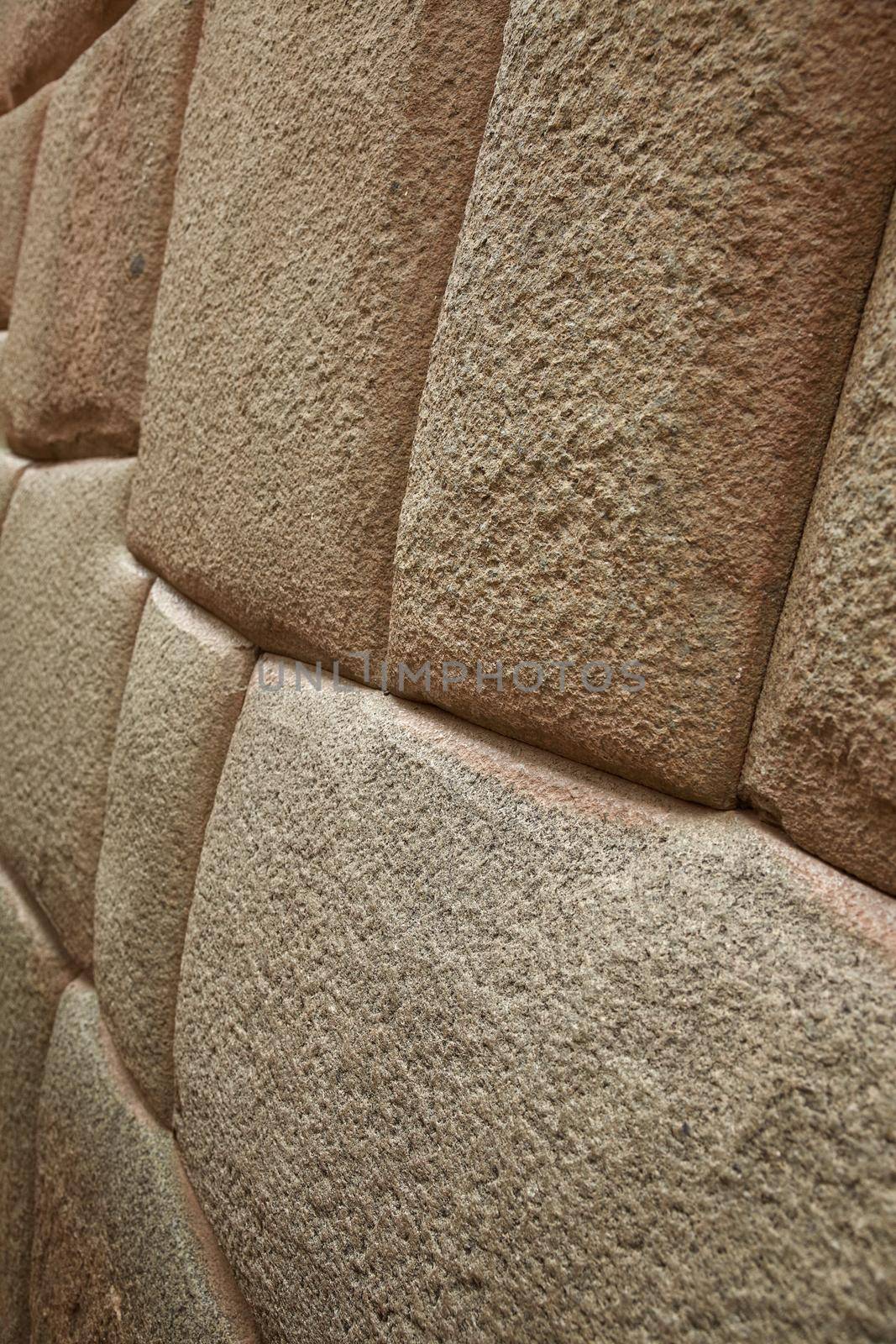 Detail of Inca wall in city of Cusco in Peru