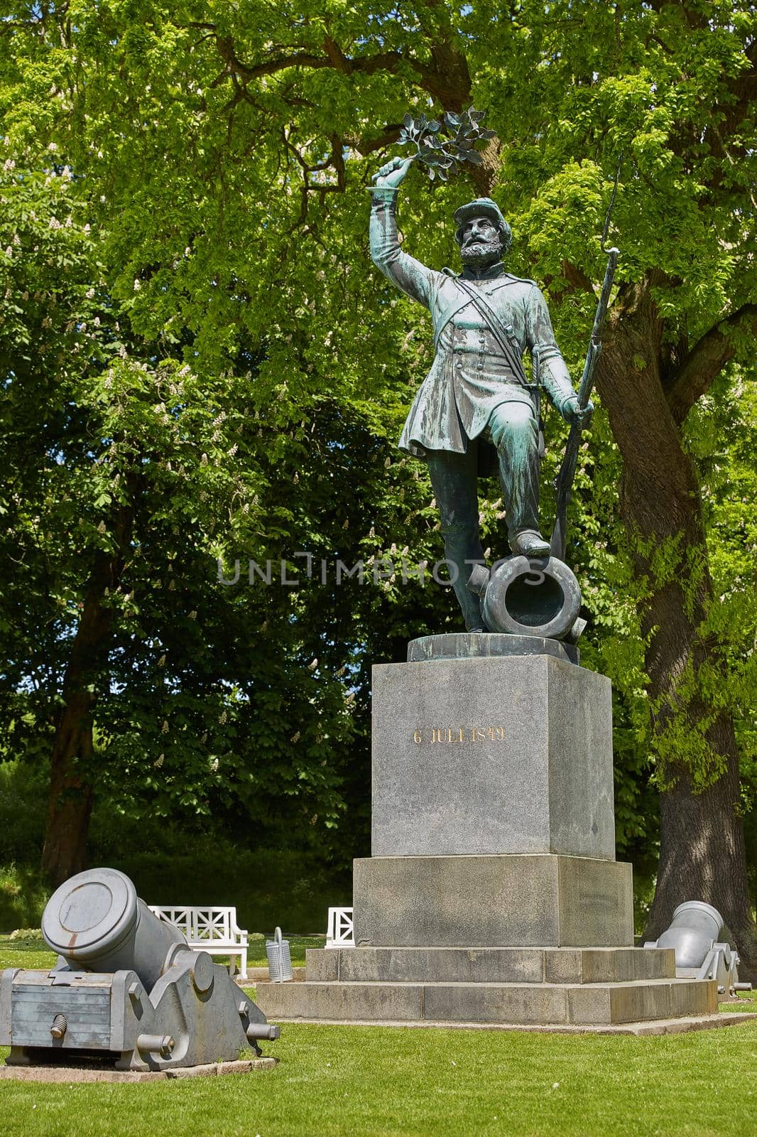 The statue Landsoldaten The Foot Soldier in Fredericia Denmark.