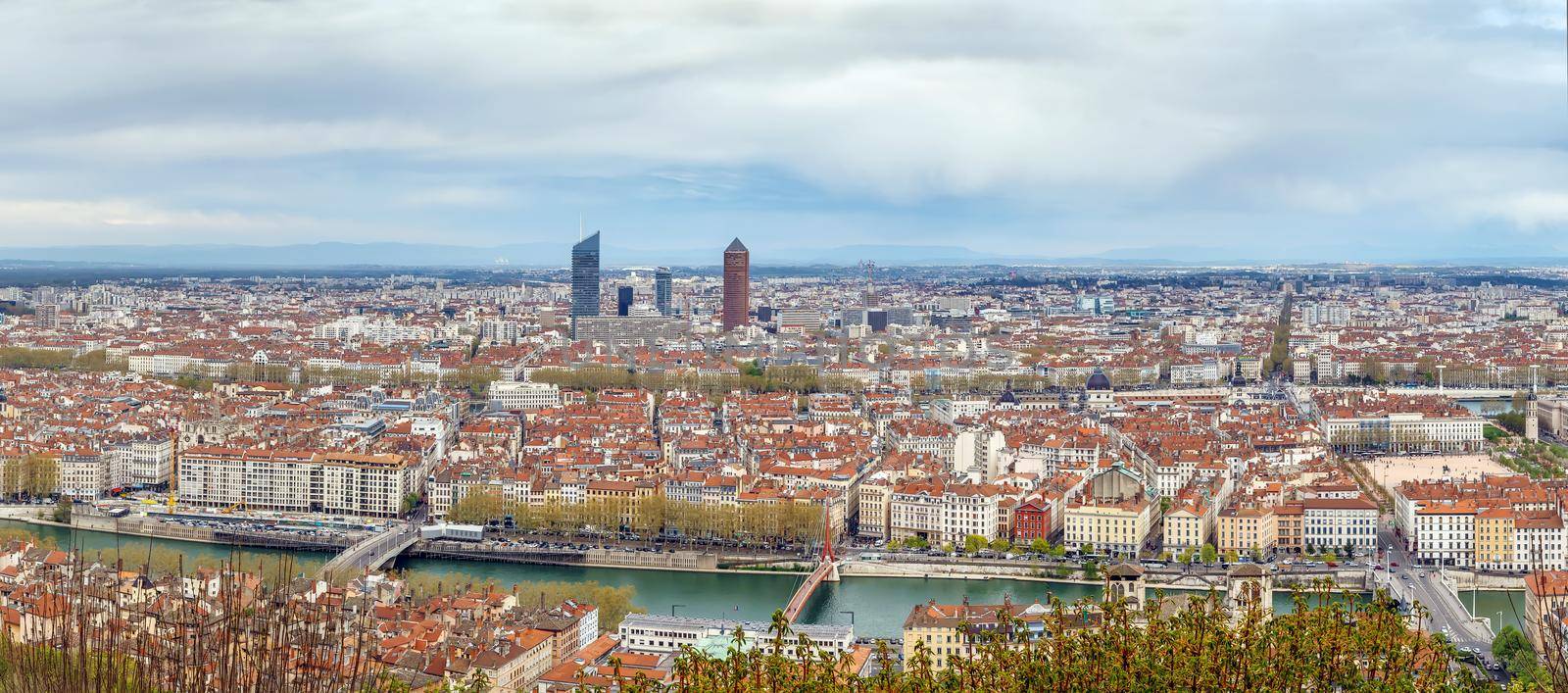 View of Lyon from Basilica of Notre-Dame de Fourviere hill, Frane