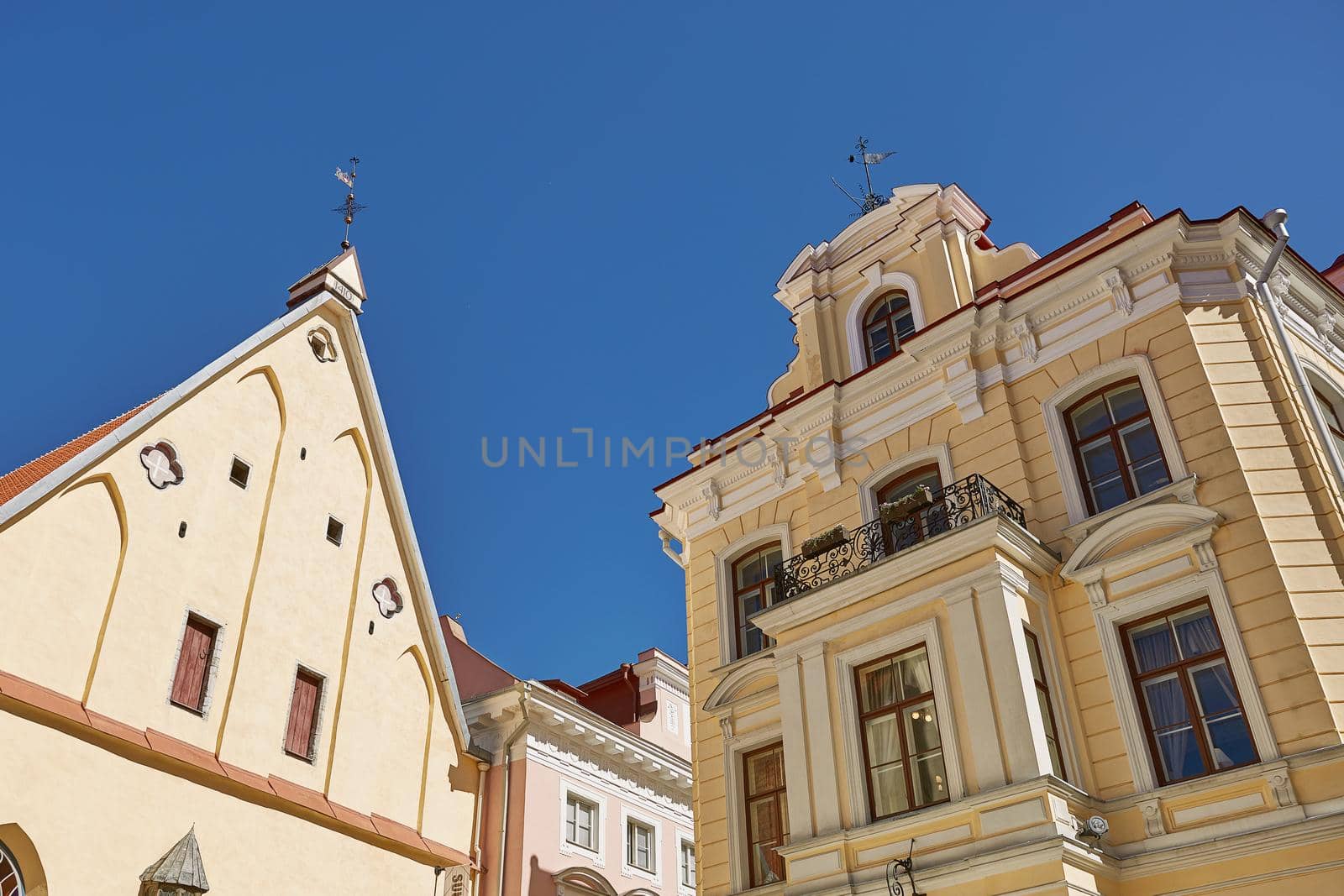 Downtown architecture of old town city of Tallinn in Estonia.