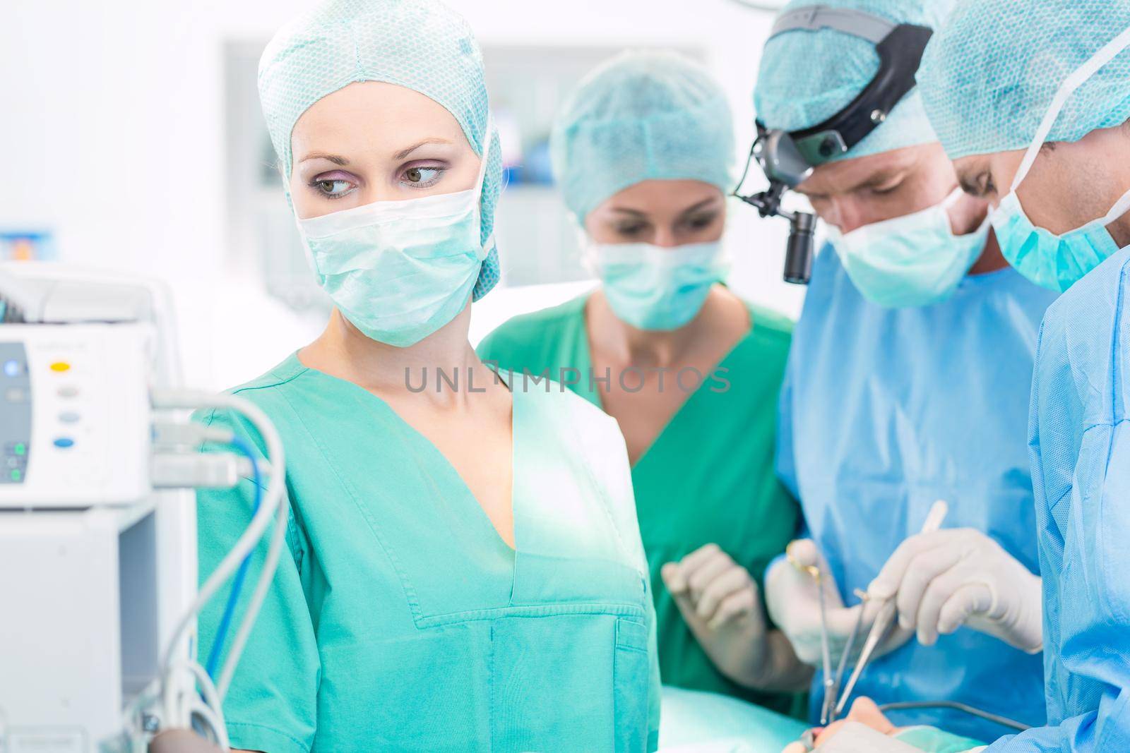 doctor surgery team in operating room or operation theter of hospital working in emergency situation