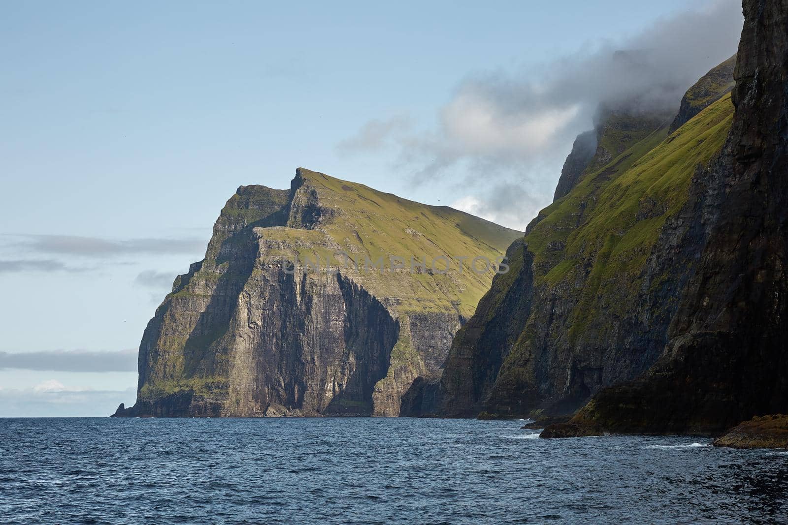 Wild and rocky coast of Faroe Islands, Denmark.
